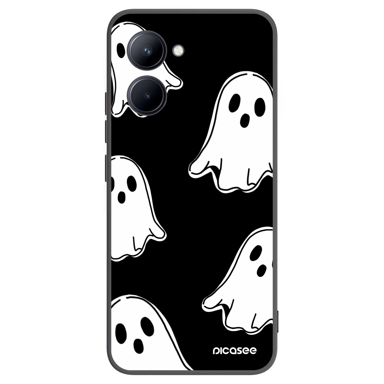Picasee silikonski črni ovitek za Realme C33 (2023) - Black ghosts