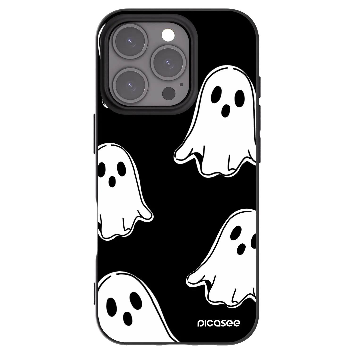 Picasee silikonski črni ovitek za Apple iPhone 16 Pro - Black ghosts