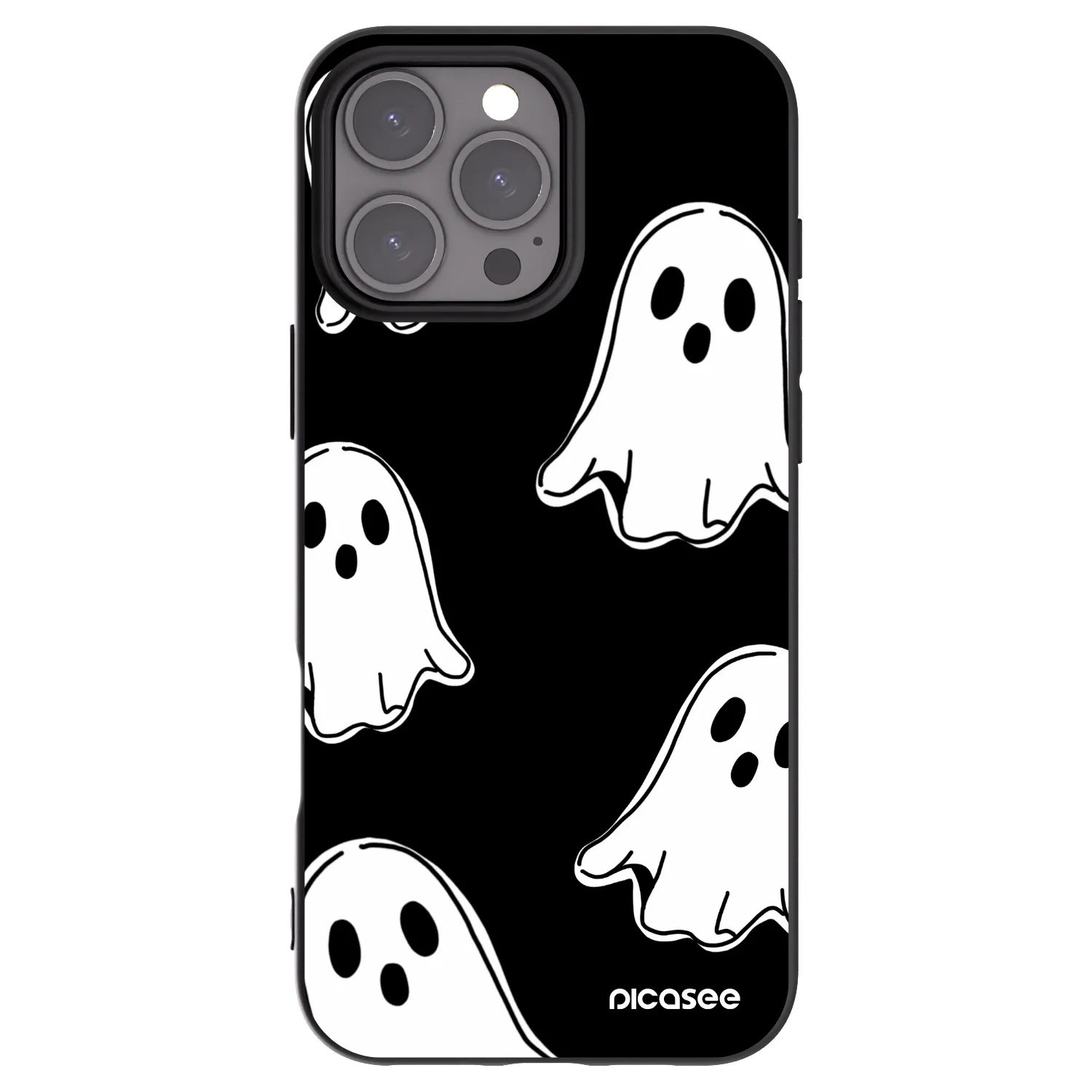 Picasee silikonski črni ovitek za Apple iPhone 16 Pro Max - Black ghosts