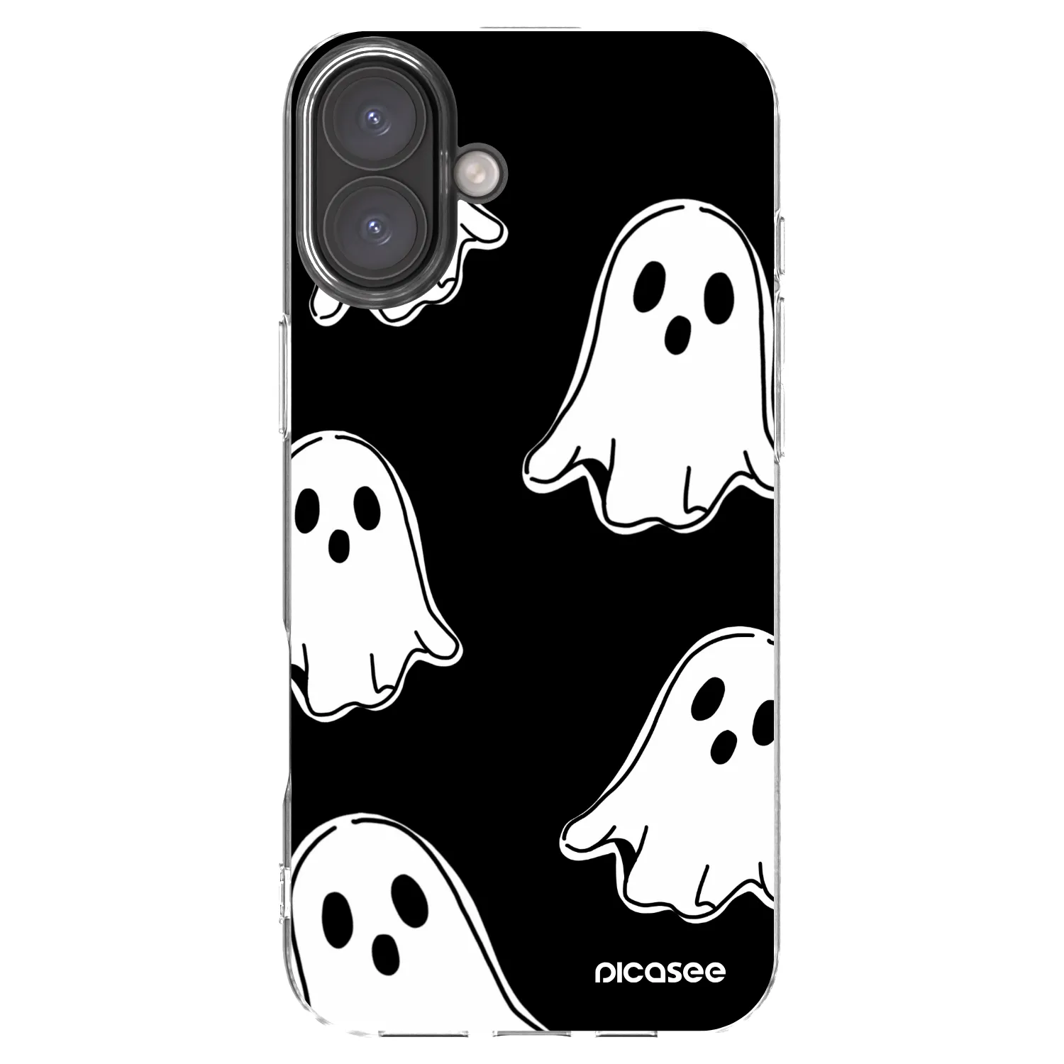 Picasee silikonski prozorni ovitek za Apple iPhone 16 Plus - Black ghosts
