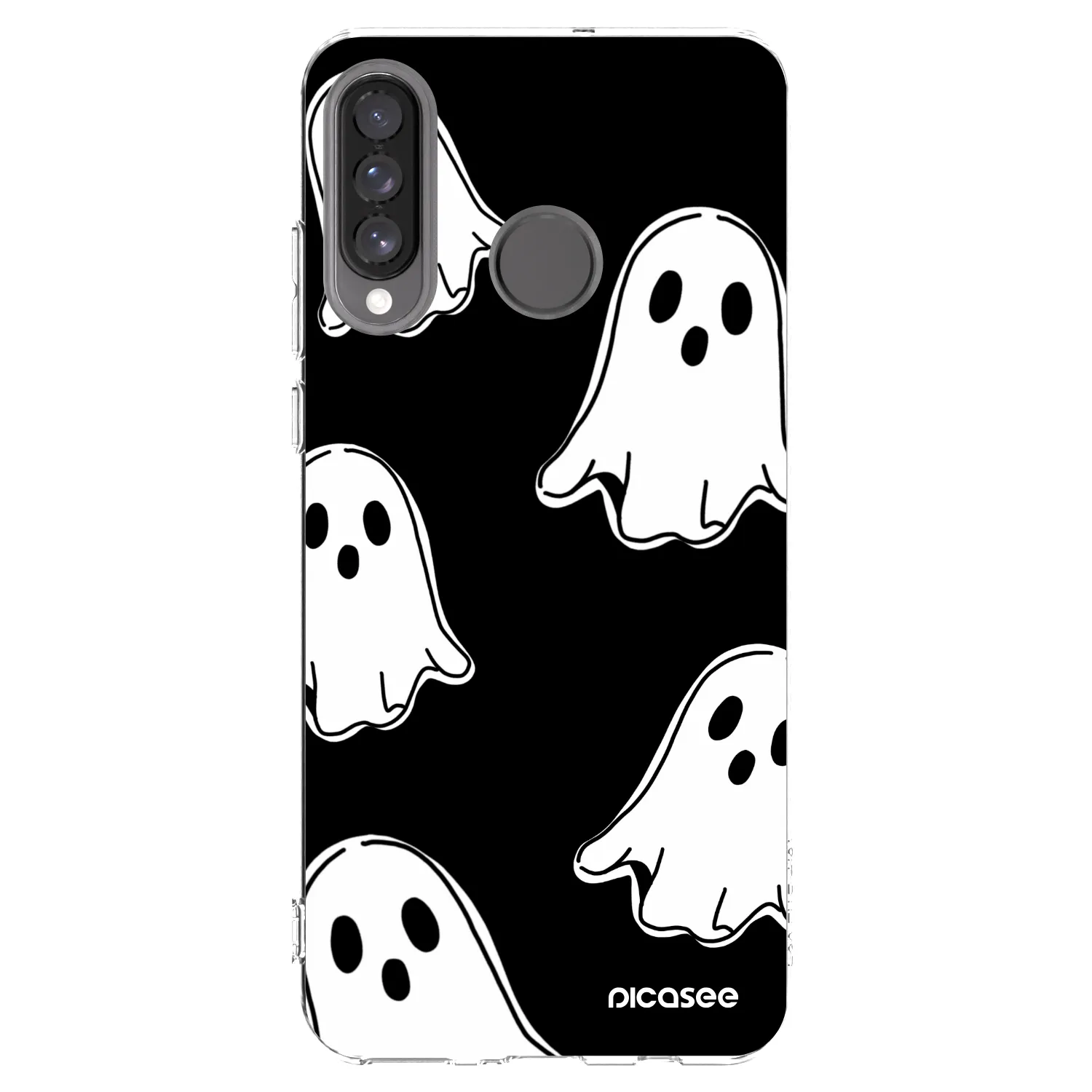 Picasee silikonski prozorni ovitek za Huawei P30 Lite - Black ghosts