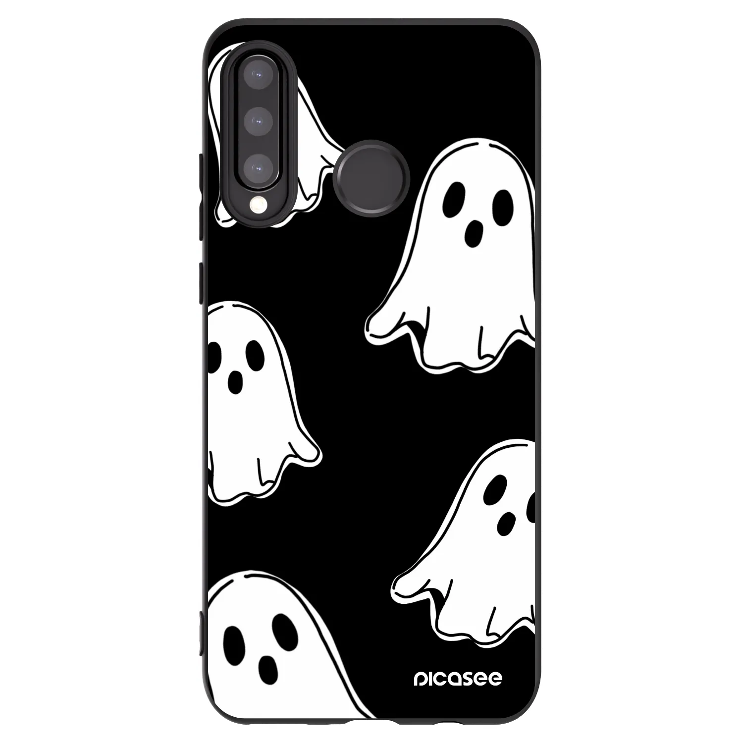 Picasee silikonski črni ovitek za Huawei P30 Lite - Black ghosts