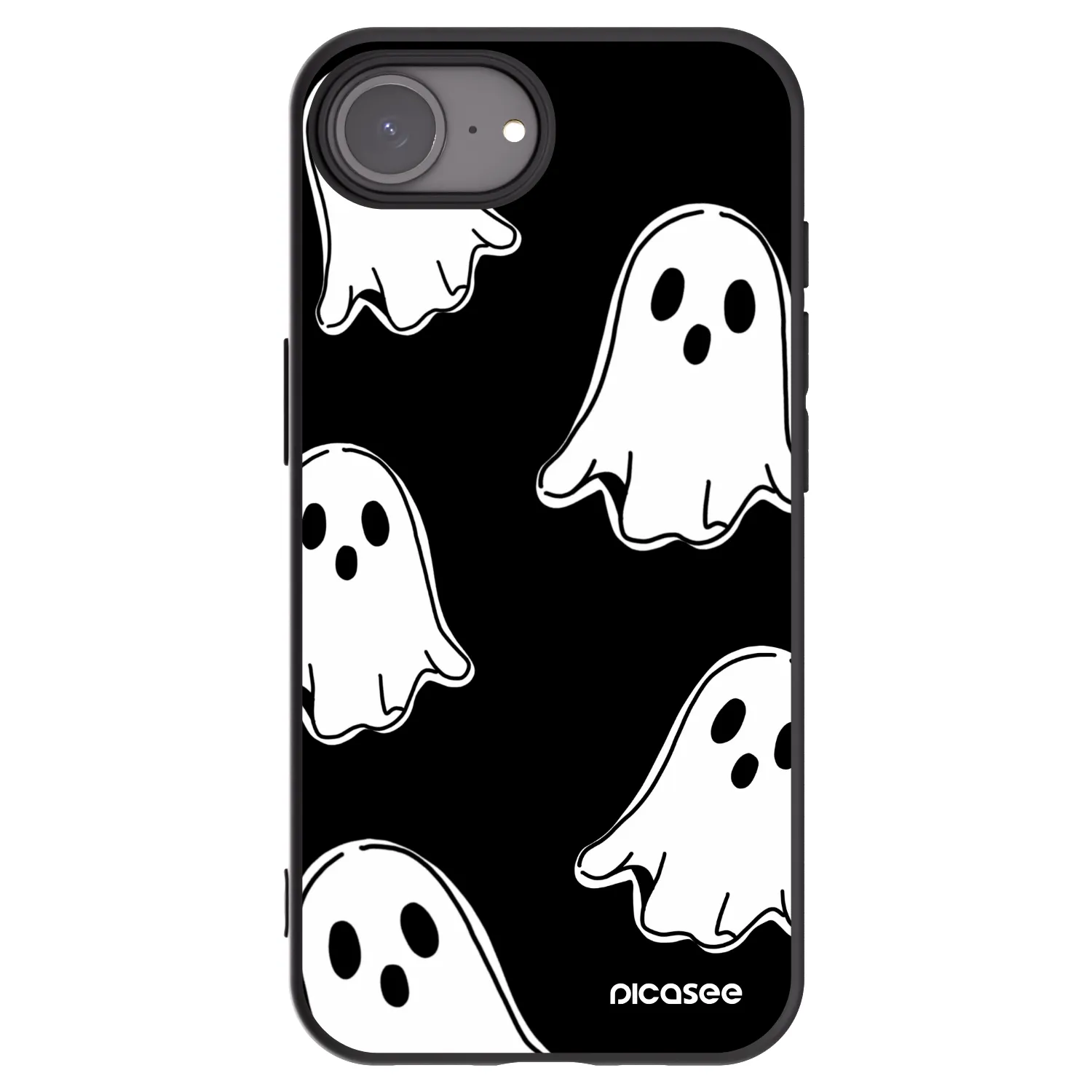 Picasee silikonski črni ovitek za Apple iPhone 17e - Black ghosts