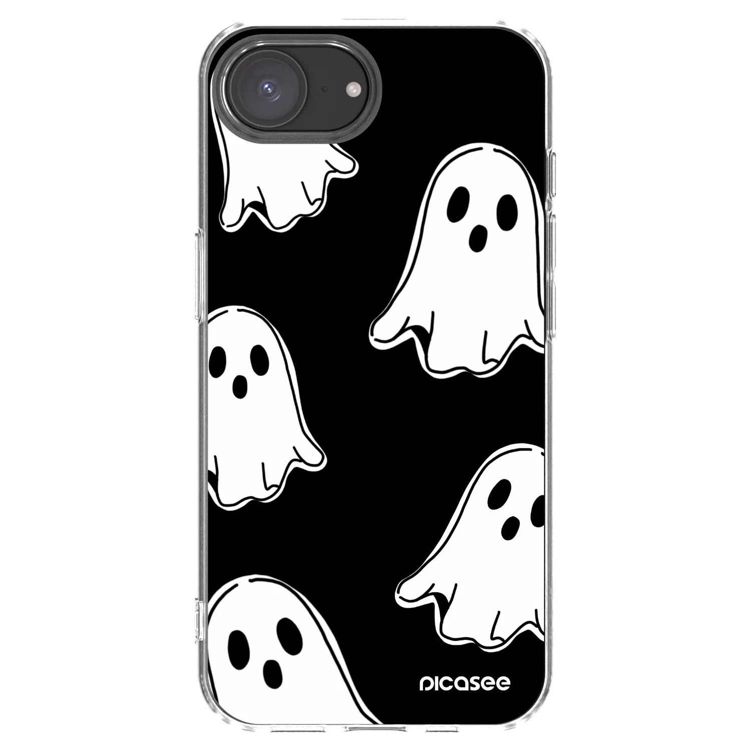 Picasee silikonski prozorni ovitek za Apple iPhone 17e - Black ghosts
