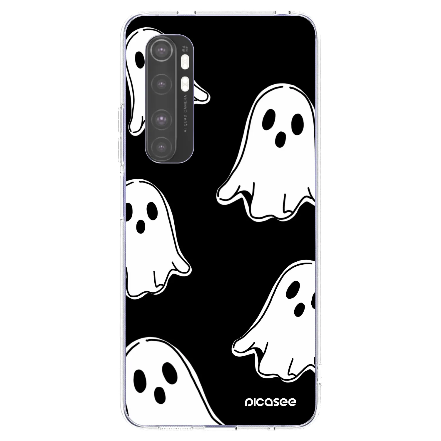 Picasee silikonski prozorni ovitek za Xiaomi Mi Note 10 Lite - Black ghosts