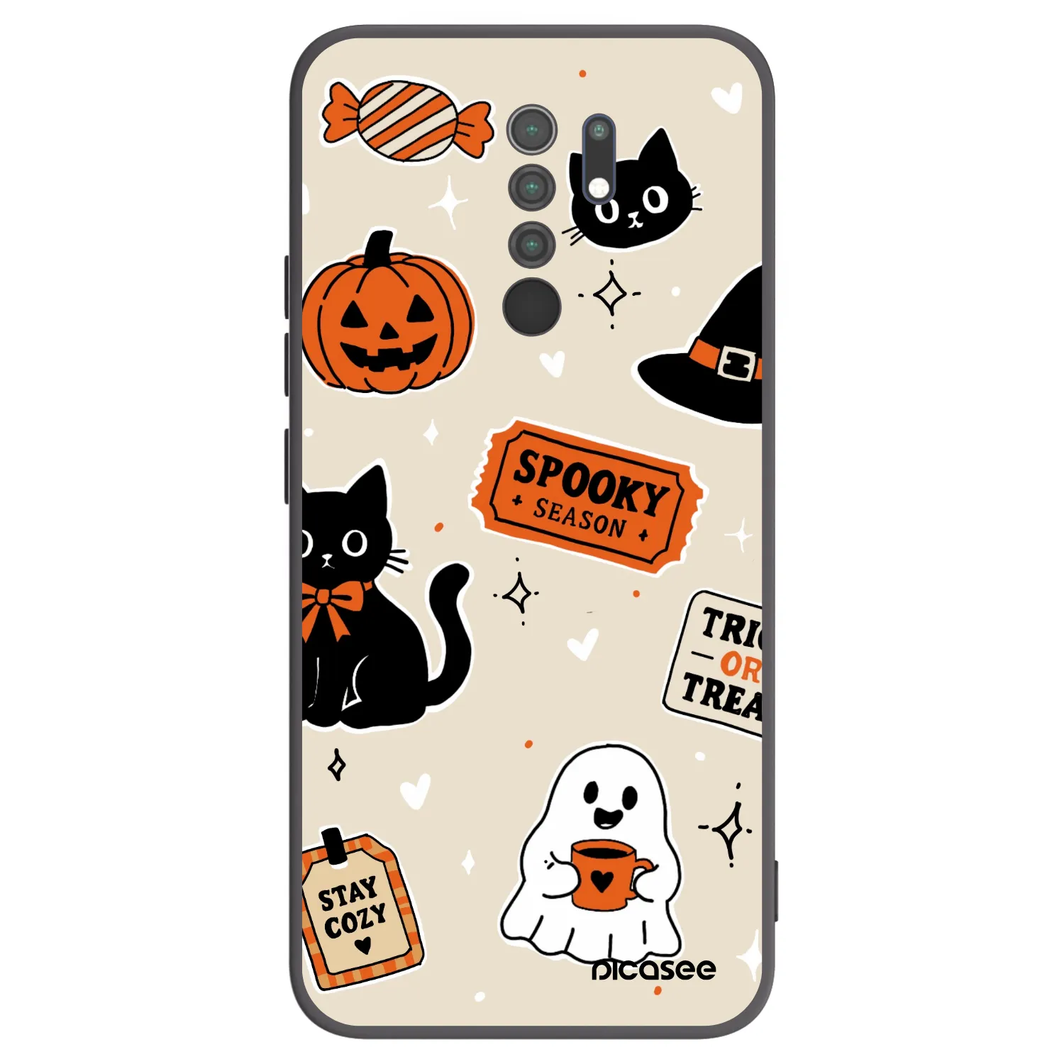 Picasee silikonski črni ovitek za Xiaomi Redmi 9 - Halloween stickers