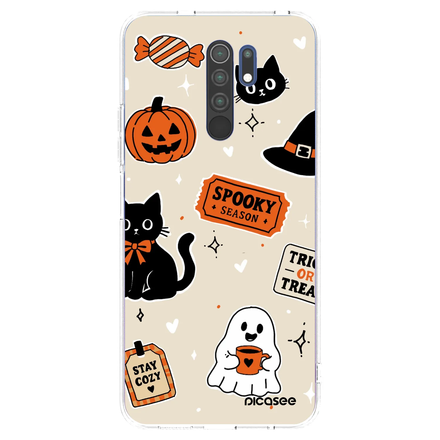 Picasee silikonski prozorni ovitek za Xiaomi Redmi 9 - Halloween stickers