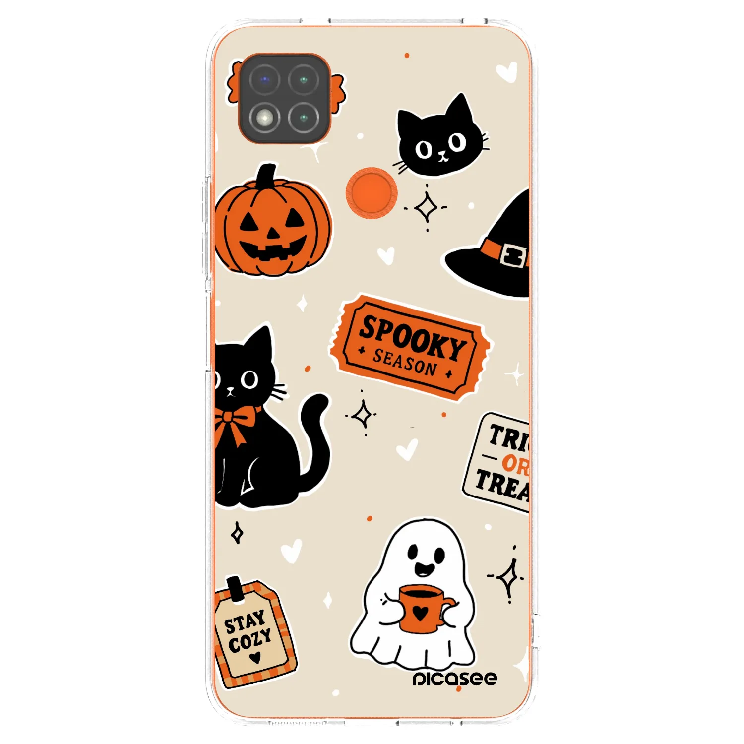 Picasee silikonski prozorni ovitek za Xiaomi Redmi 9C - Halloween stickers
