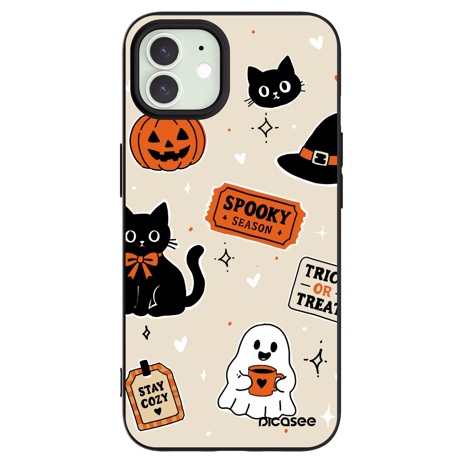 Picasee silikonski črni ovitek za Apple iPhone 12 - Halloween stickers