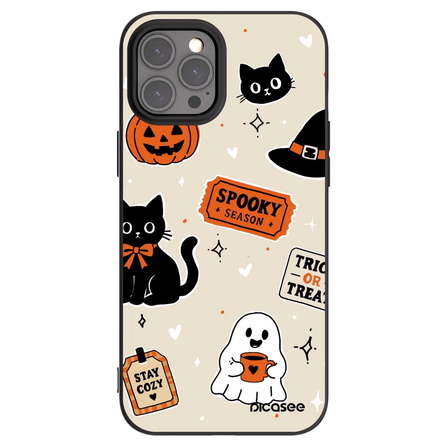 Picasee silikonski črni ovitek za Apple iPhone 12 Pro Max - Halloween stickers