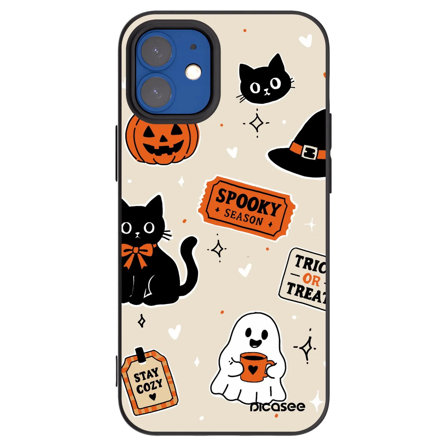 Picasee silikonski črni ovitek za Apple iPhone 12 mini - Halloween stickers