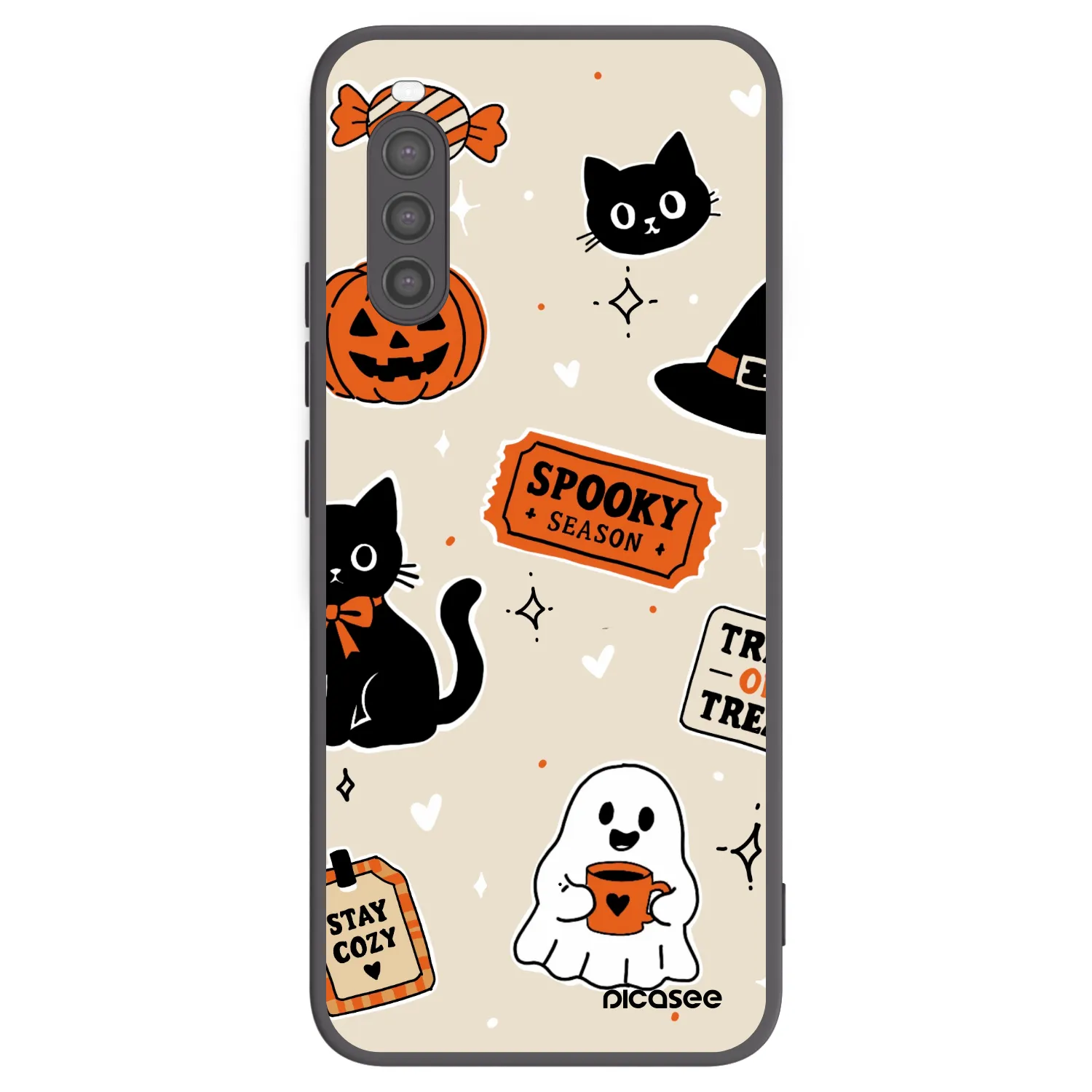 Picasee silikonski črni ovitek za Sony Xperia 10 II - Halloween stickers
