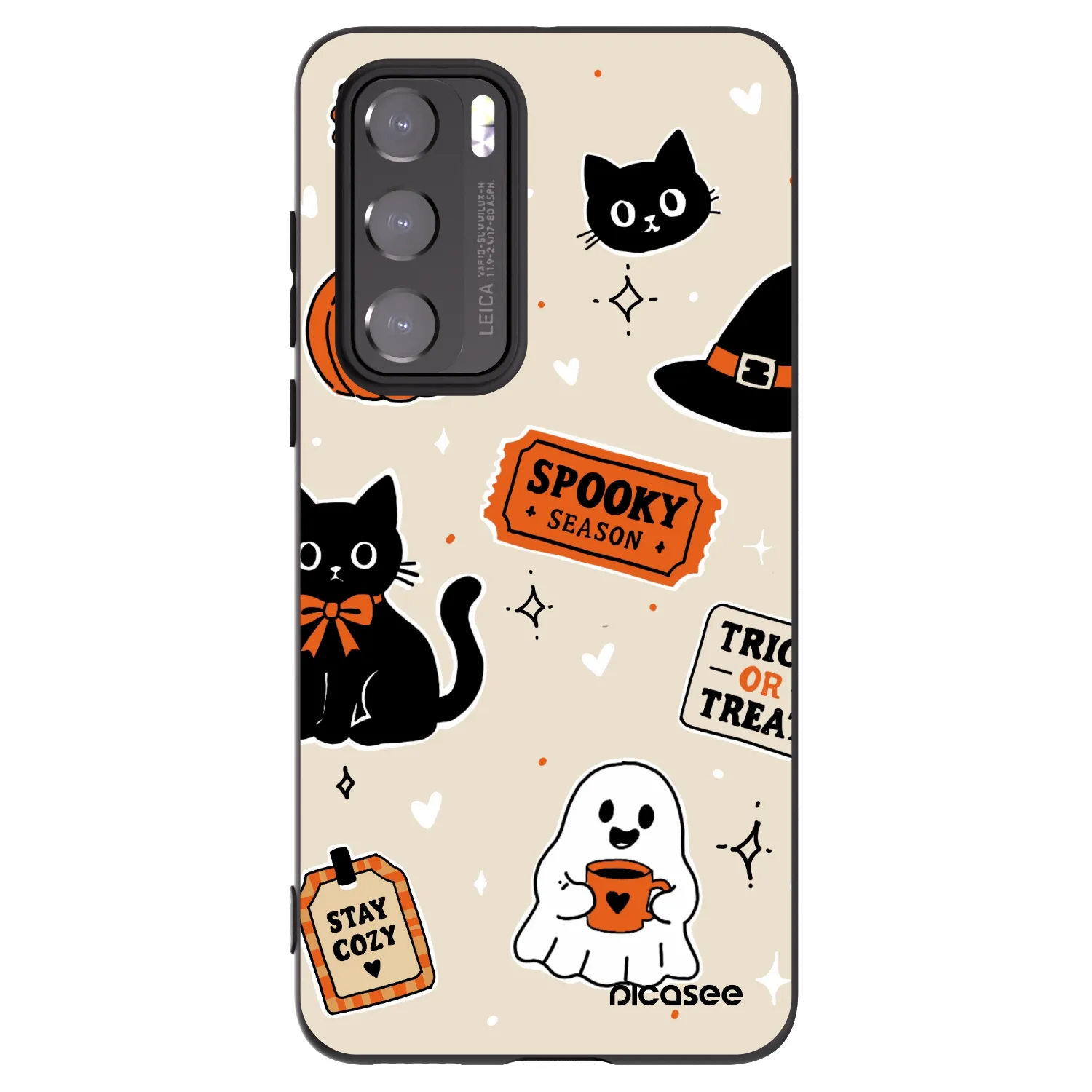 Picasee silikonski črni ovitek za Huawei P40 - Halloween stickers