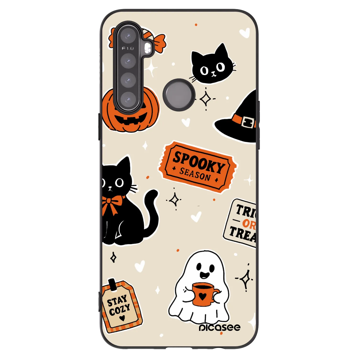 Picasee silikonski črni ovitek za Realme 6i - Halloween stickers