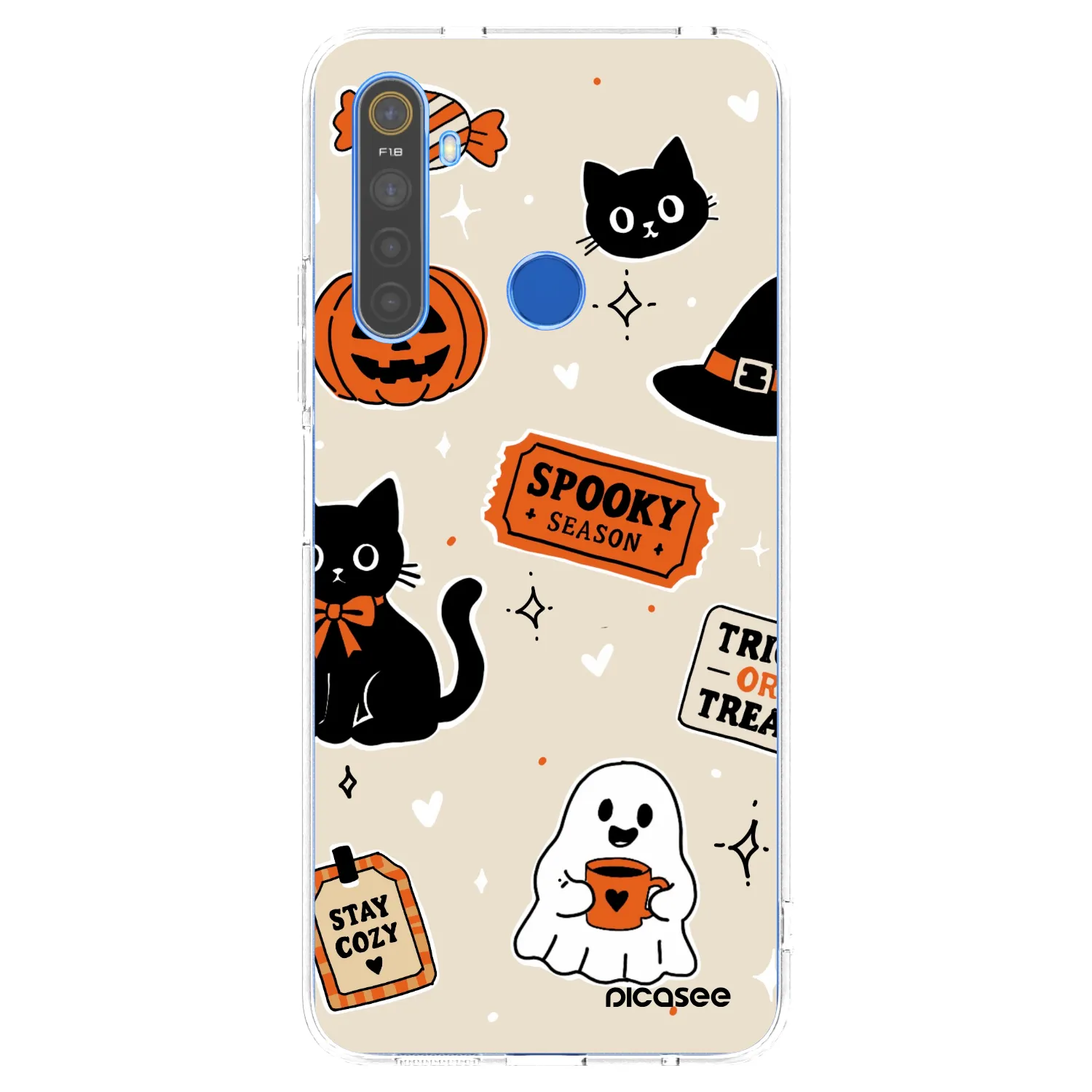 Picasee silikonski prozorni ovitek za Realme 5 - Halloween stickers