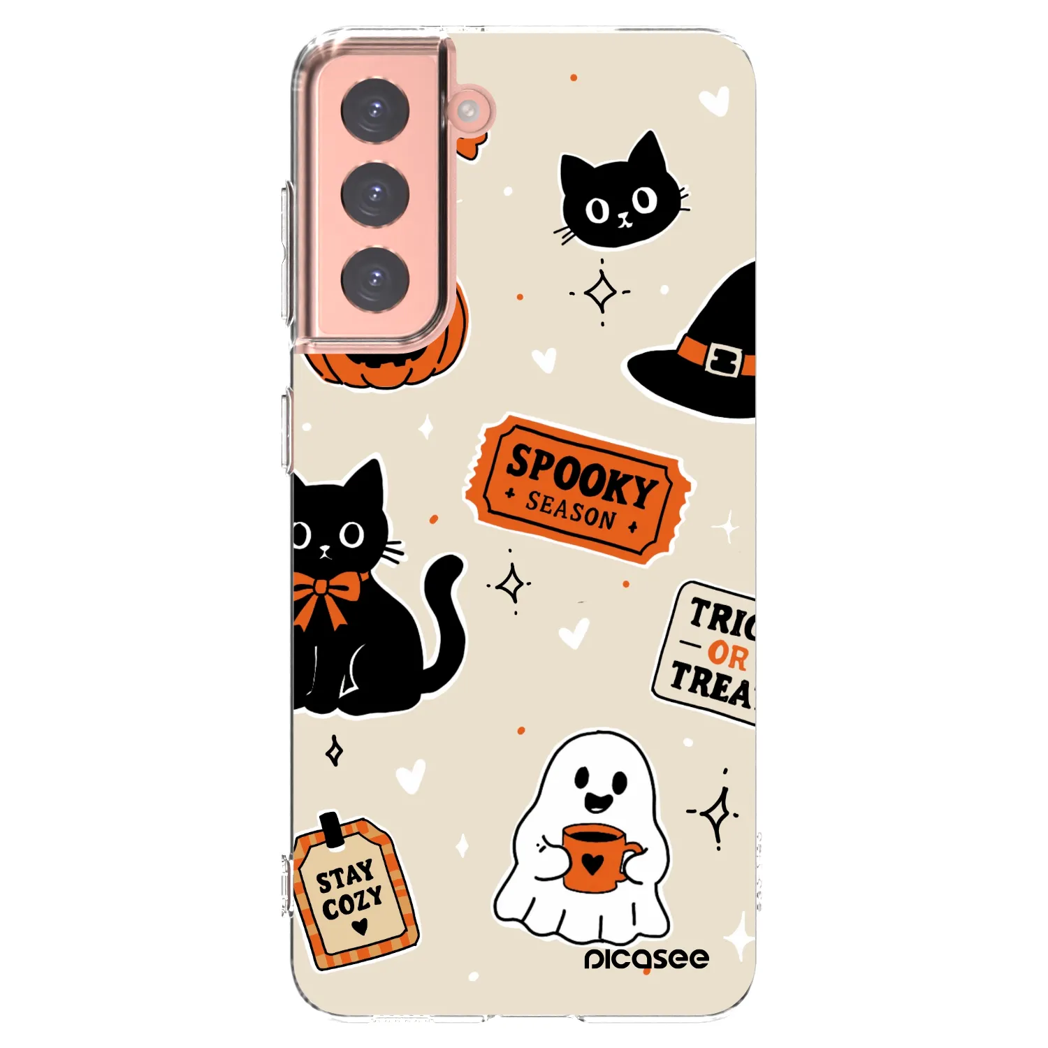 Picasee silikonski prozorni ovitek za Samsung Galaxy S21 5G G991B - Halloween stickers