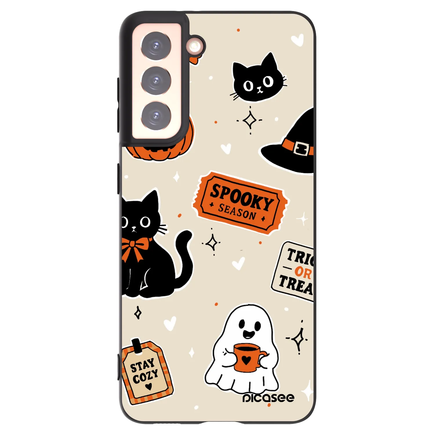 Picasee silikonski črni ovitek za Samsung Galaxy S21 5G G991B - Halloween stickers