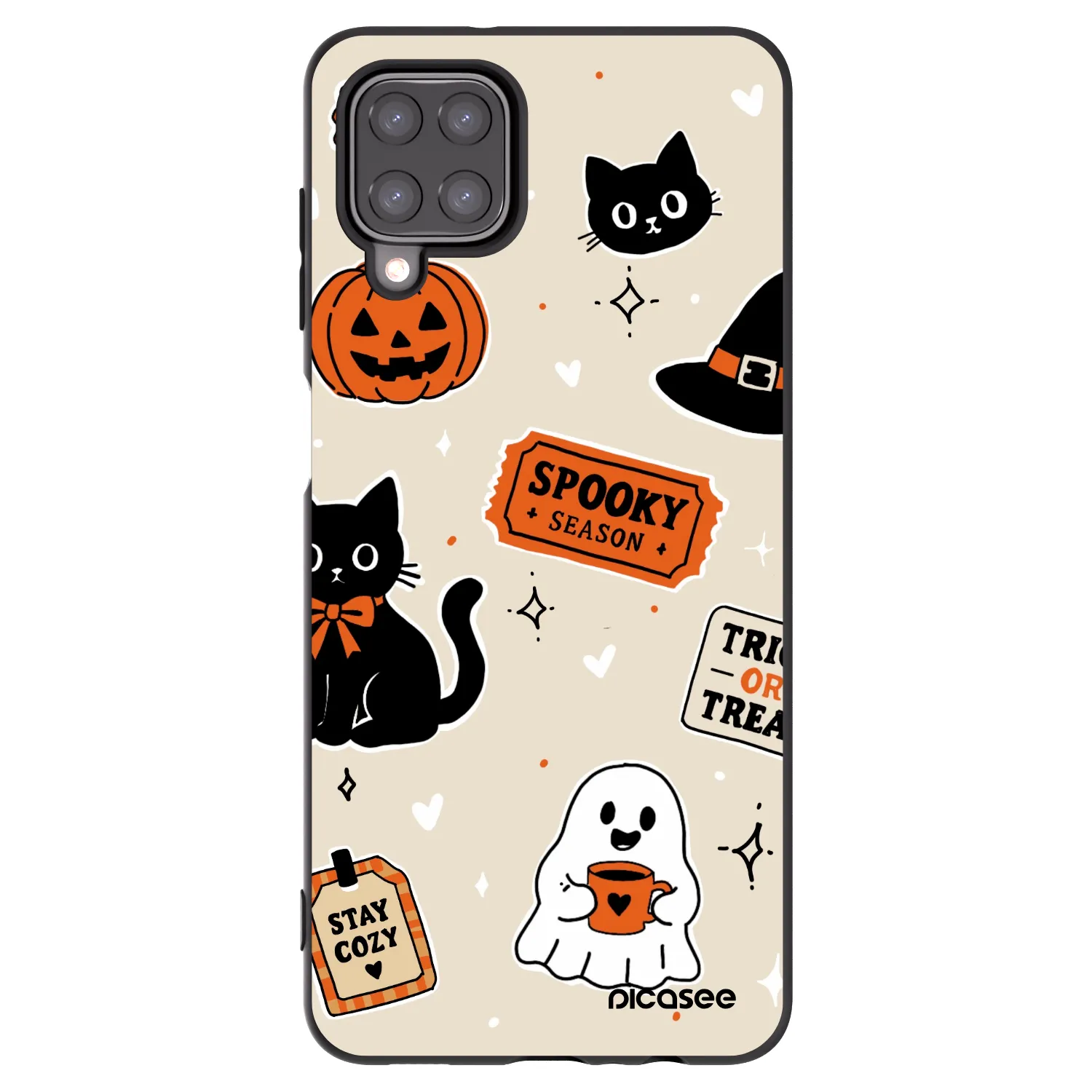 Picasee silikonski črni ovitek za Samsung Galaxy A12 A125F - Halloween stickers