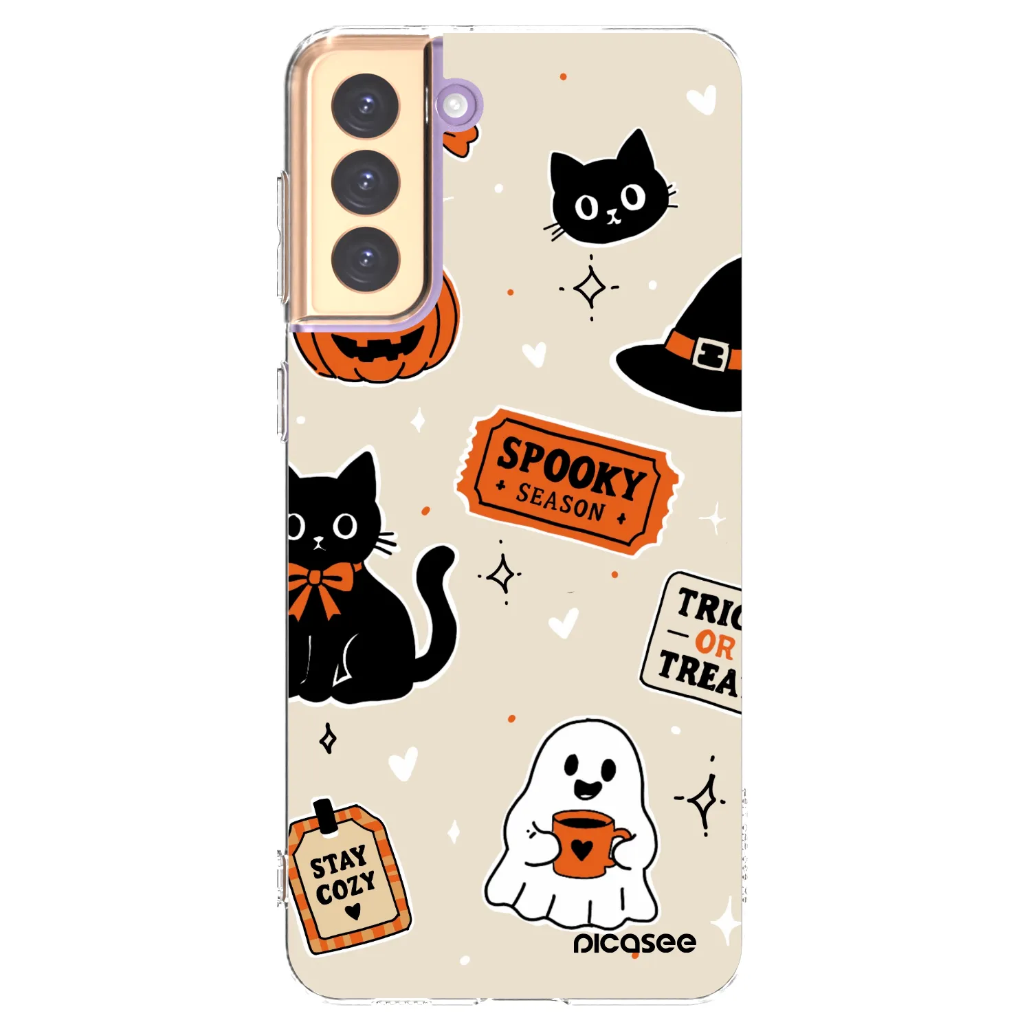Picasee silikonski prozorni ovitek za Samsung Galaxy S21+ 5G G996F - Halloween stickers