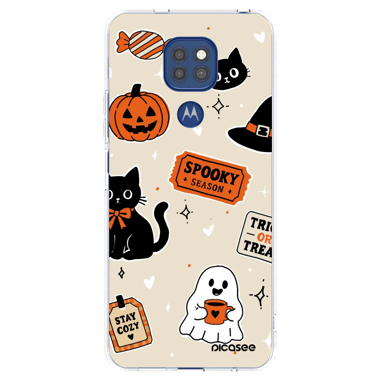 Picasee silikonski prozorni ovitek za Motorola Moto G9 Play - Halloween stickers