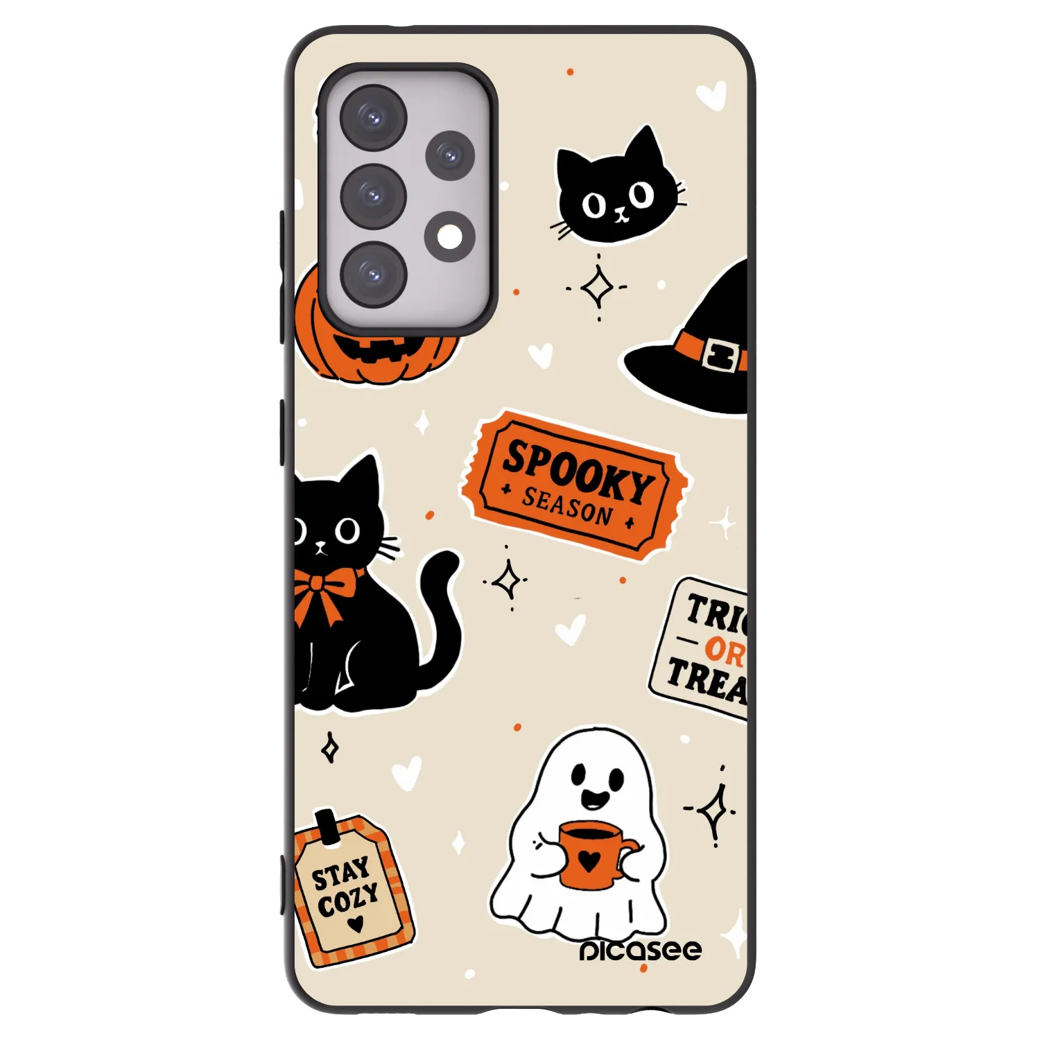 Picasee silikonski črni ovitek za Samsung Galaxy A52 5G A525F - Halloween stickers
