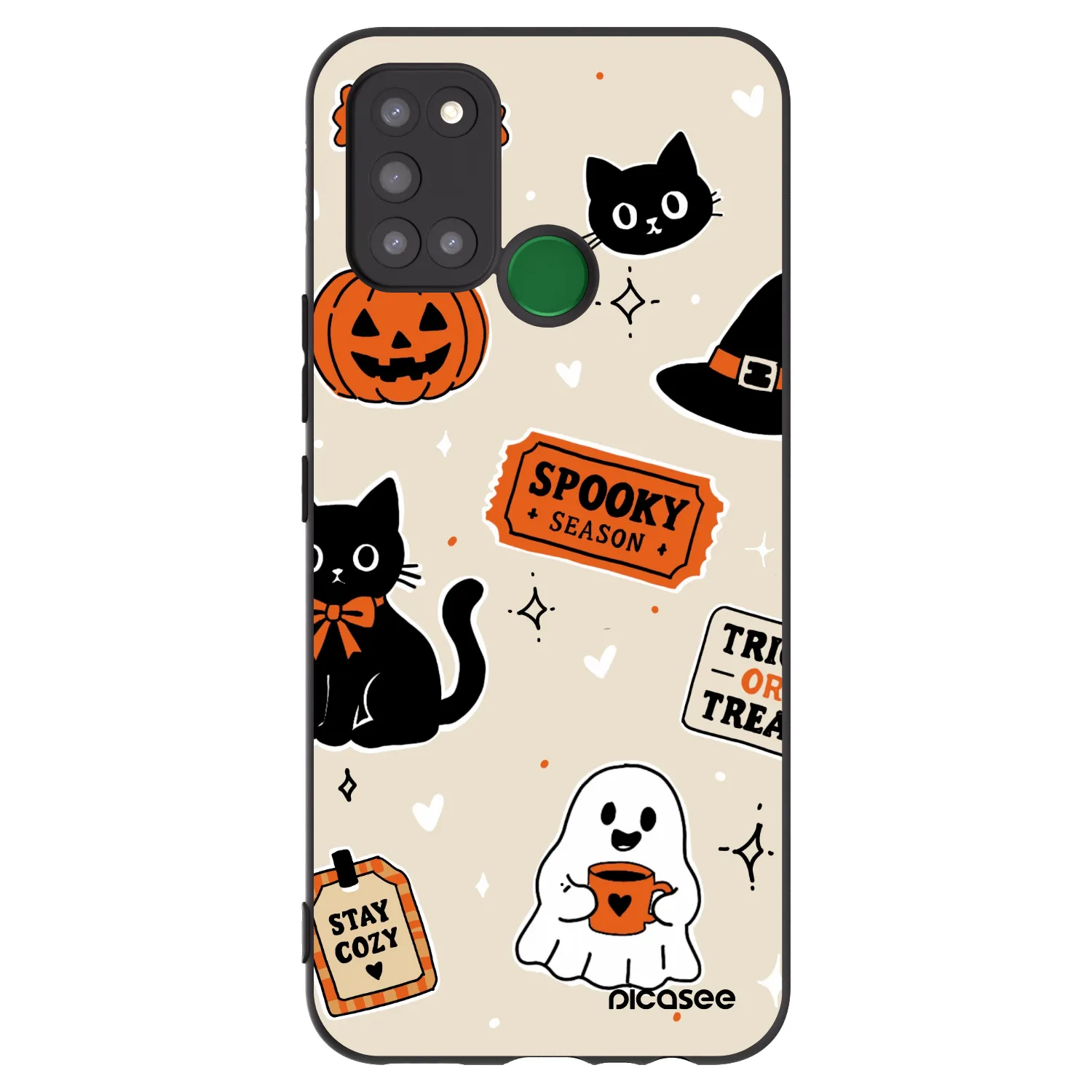 Picasee silikonski črni ovitek za Realme 7i - Halloween stickers