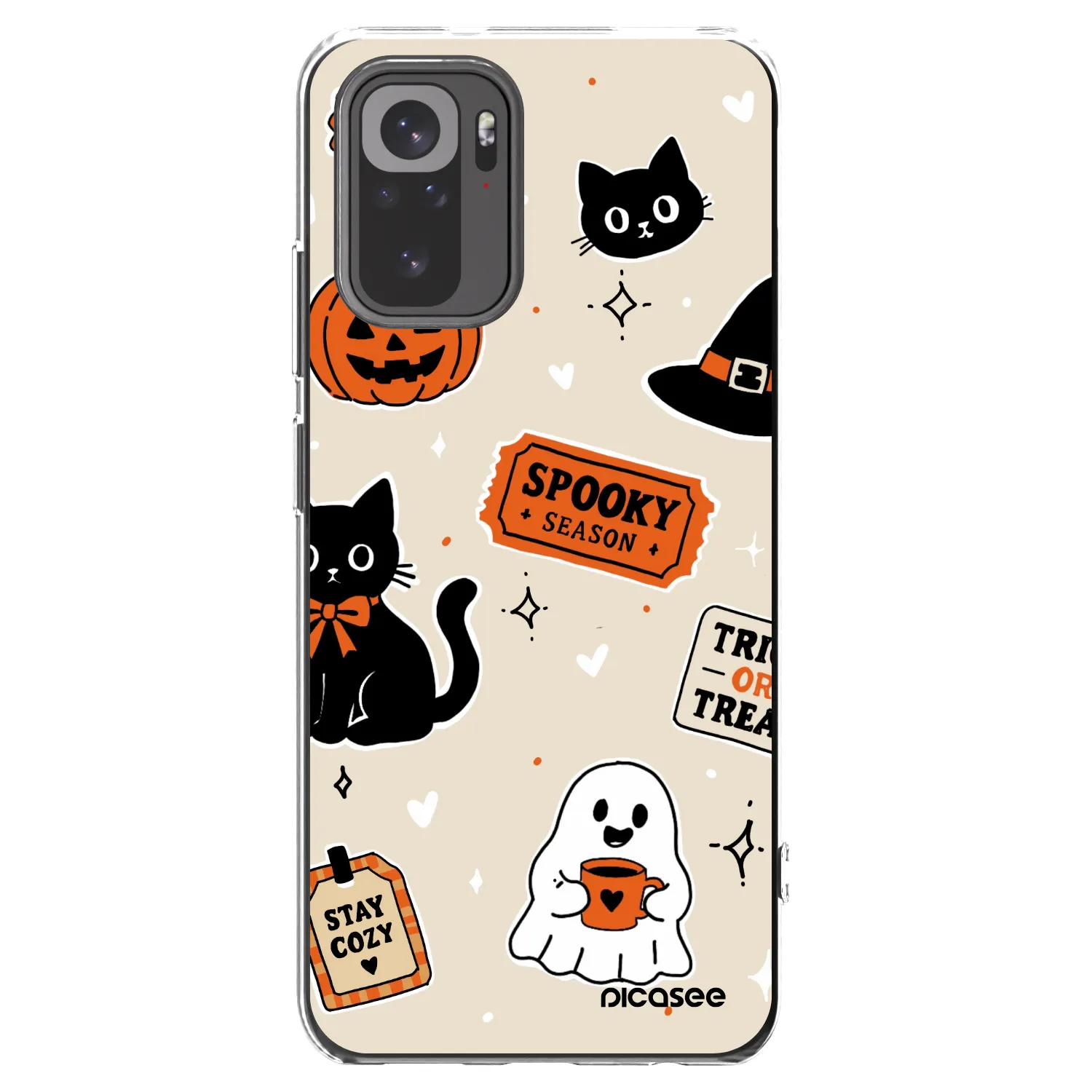 Picasee silikonski prozorni ovitek za Xiaomi Redmi Note 10S - Halloween stickers