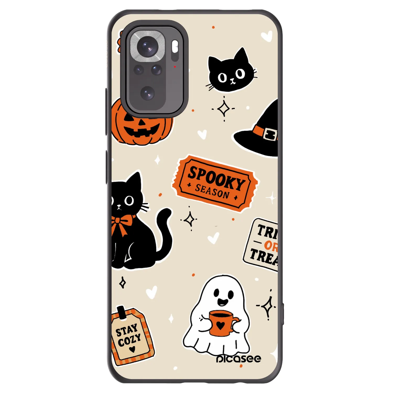 Picasee silikonski črni ovitek za Xiaomi Redmi Note 10S - Halloween stickers