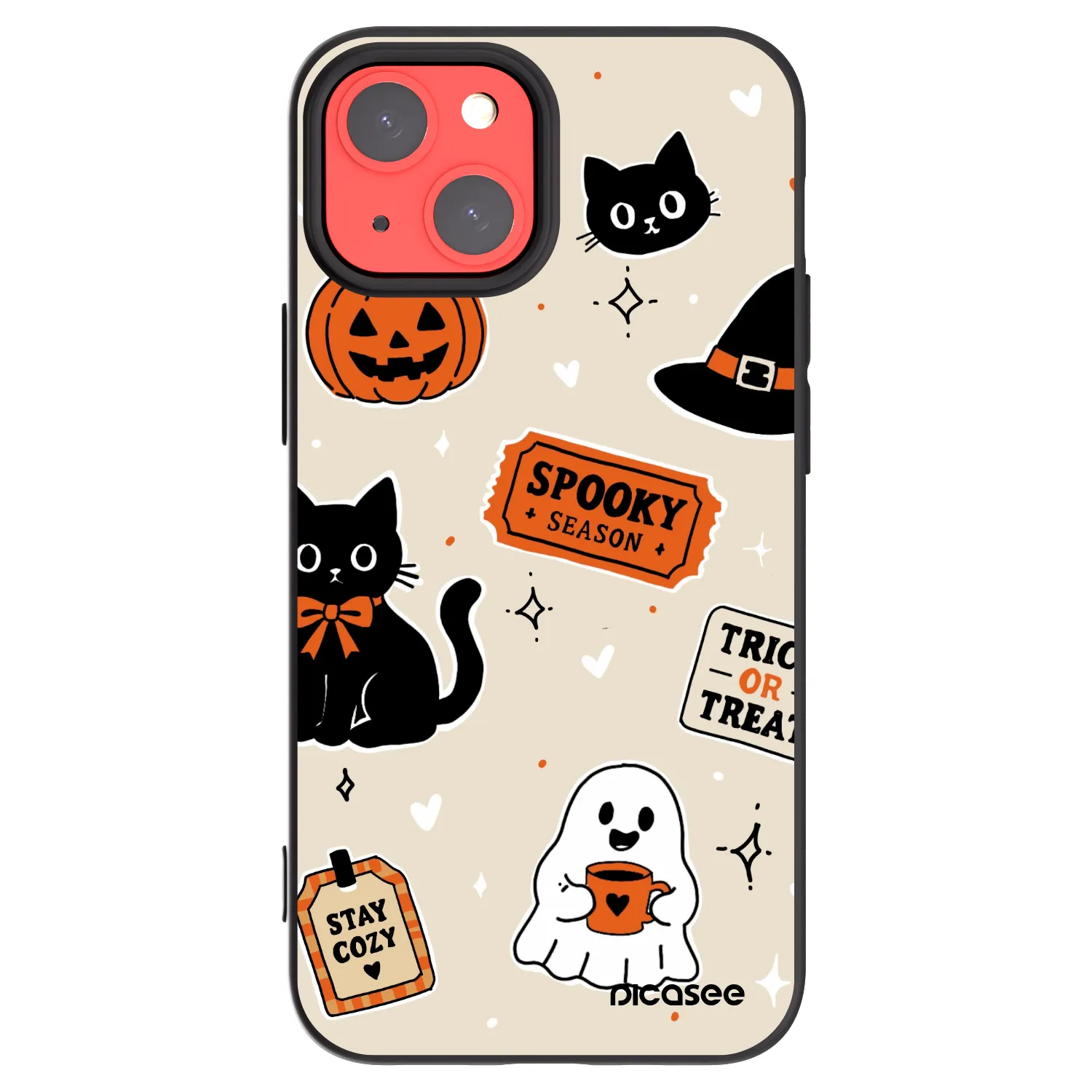 Picasee silikonski črni ovitek za Apple iPhone 13 mini - Halloween stickers