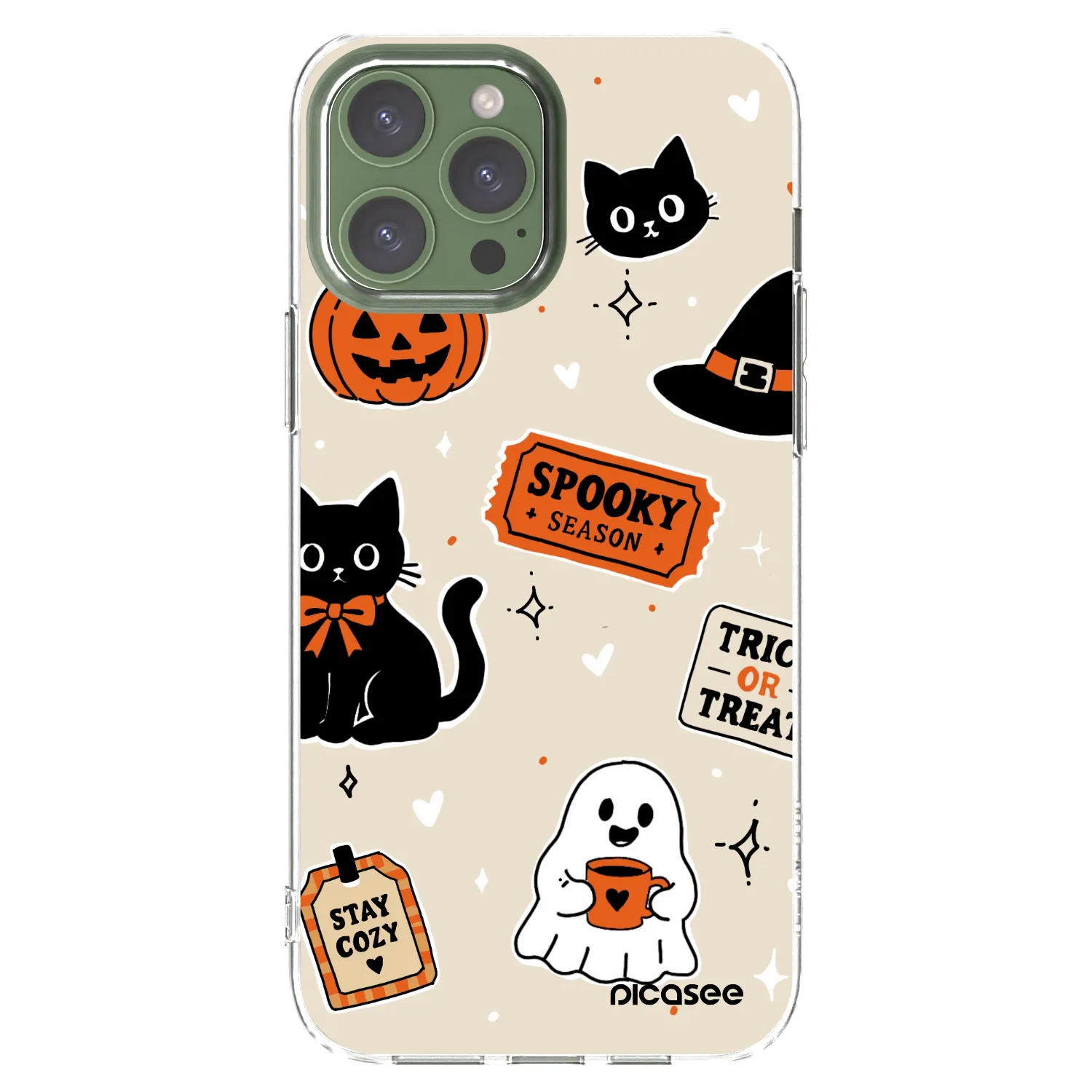 Picasee silikonski prozorni ovitek za Apple iPhone 13 Pro Max - Halloween stickers