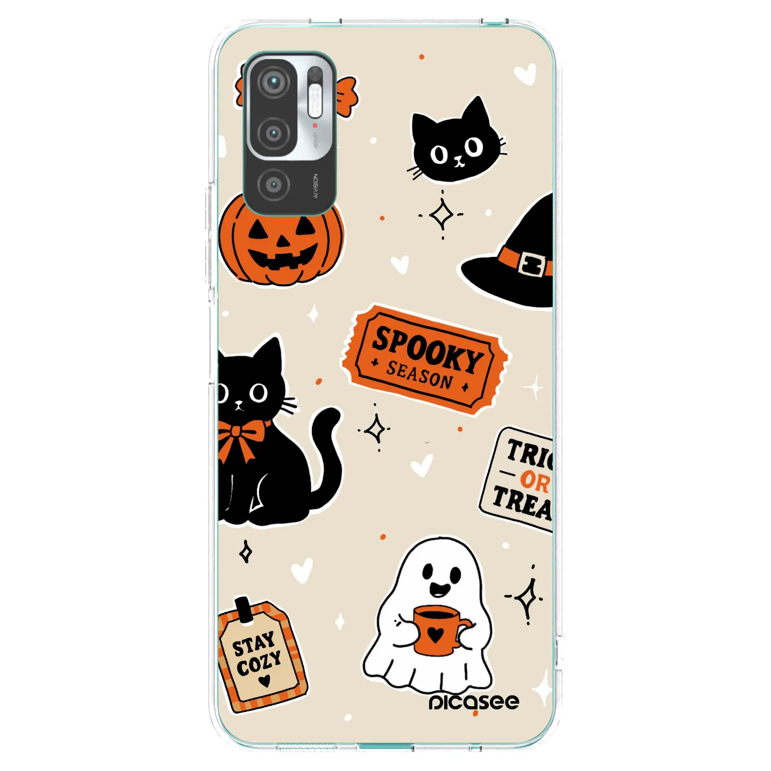 Picasee silikonski prozorni ovitek za Xiaomi Redmi Note 10 5G - Halloween stickers