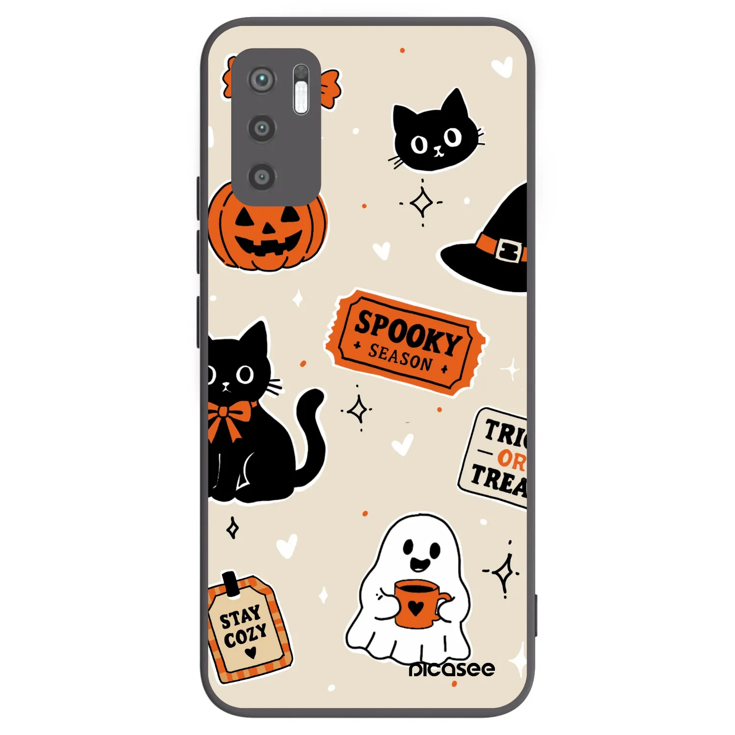Picasee silikonski črni ovitek za Xiaomi Redmi Note 10 5G - Halloween stickers