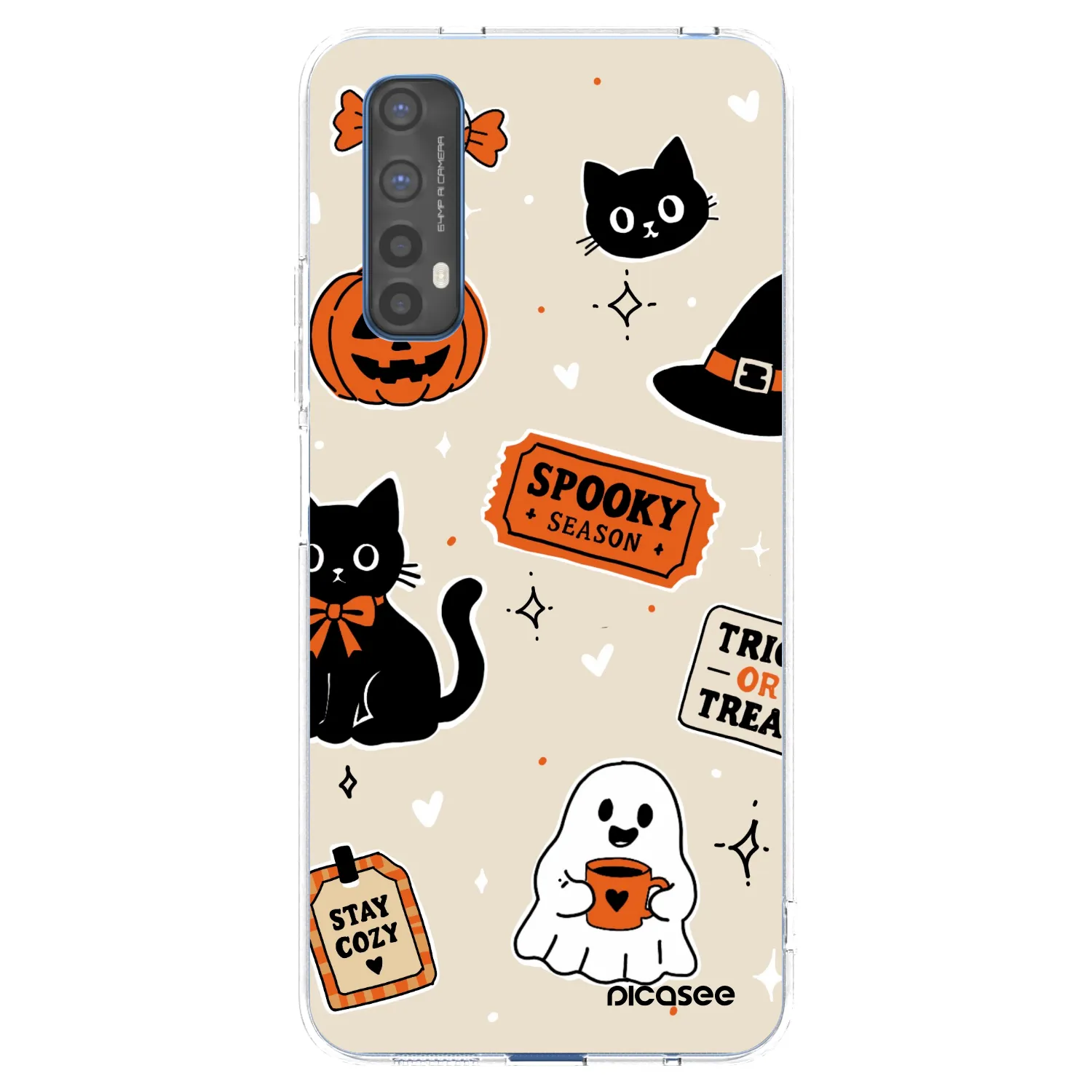Picasee silikonski prozorni ovitek za Realme 7 - Halloween stickers