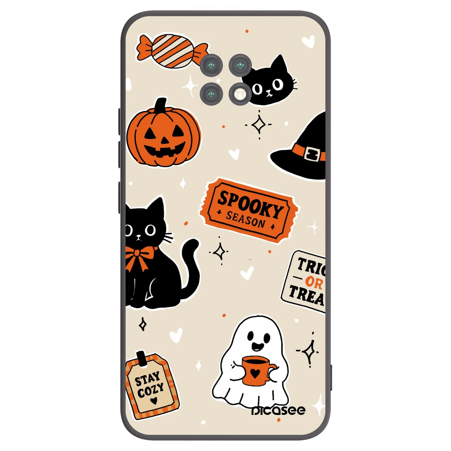 Picasee silikonski črni ovitek za Xiaomi Redmi Note 9T - Halloween stickers