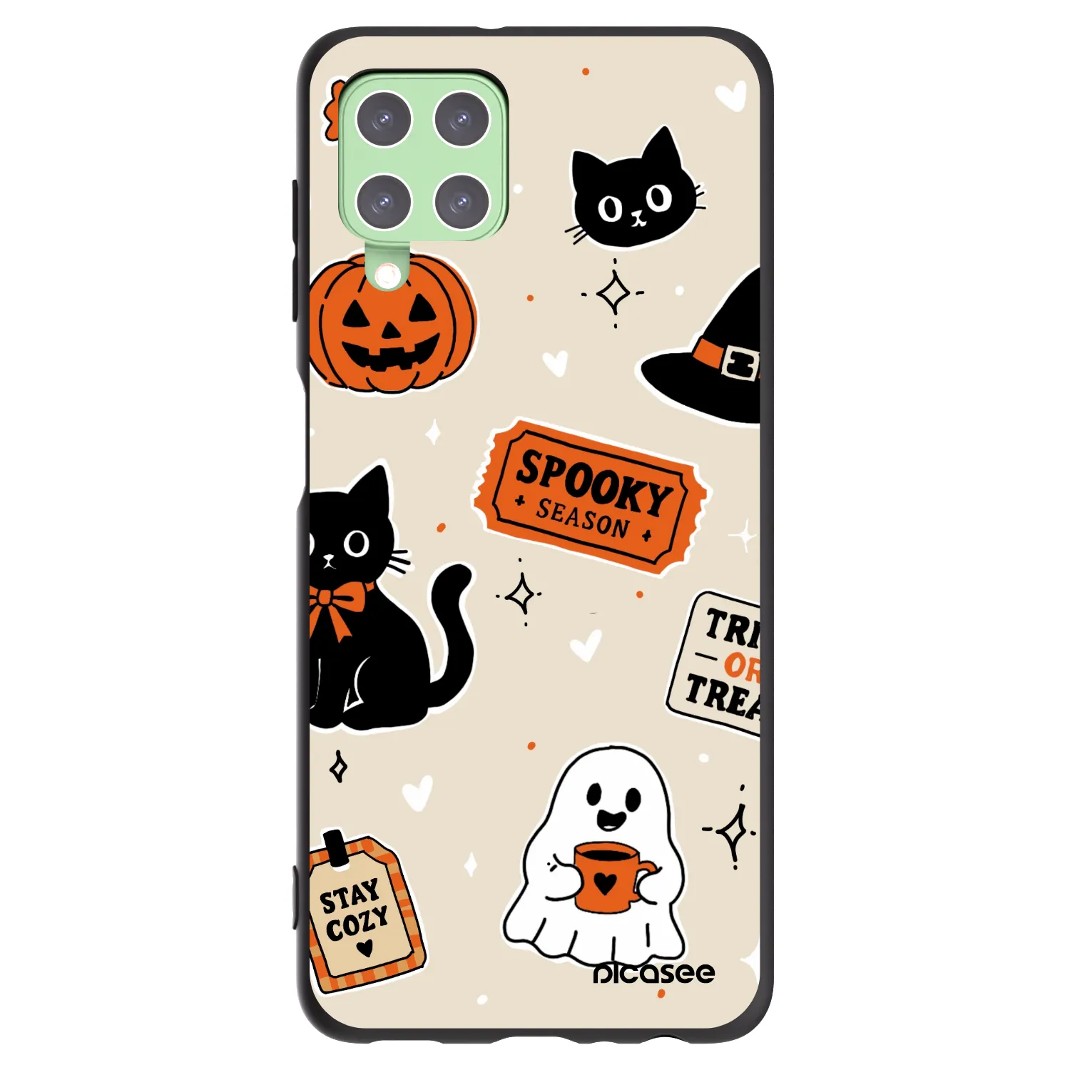 Picasee silikonski črni ovitek za Samsung Galaxy A22 A225F 4G - Halloween stickers