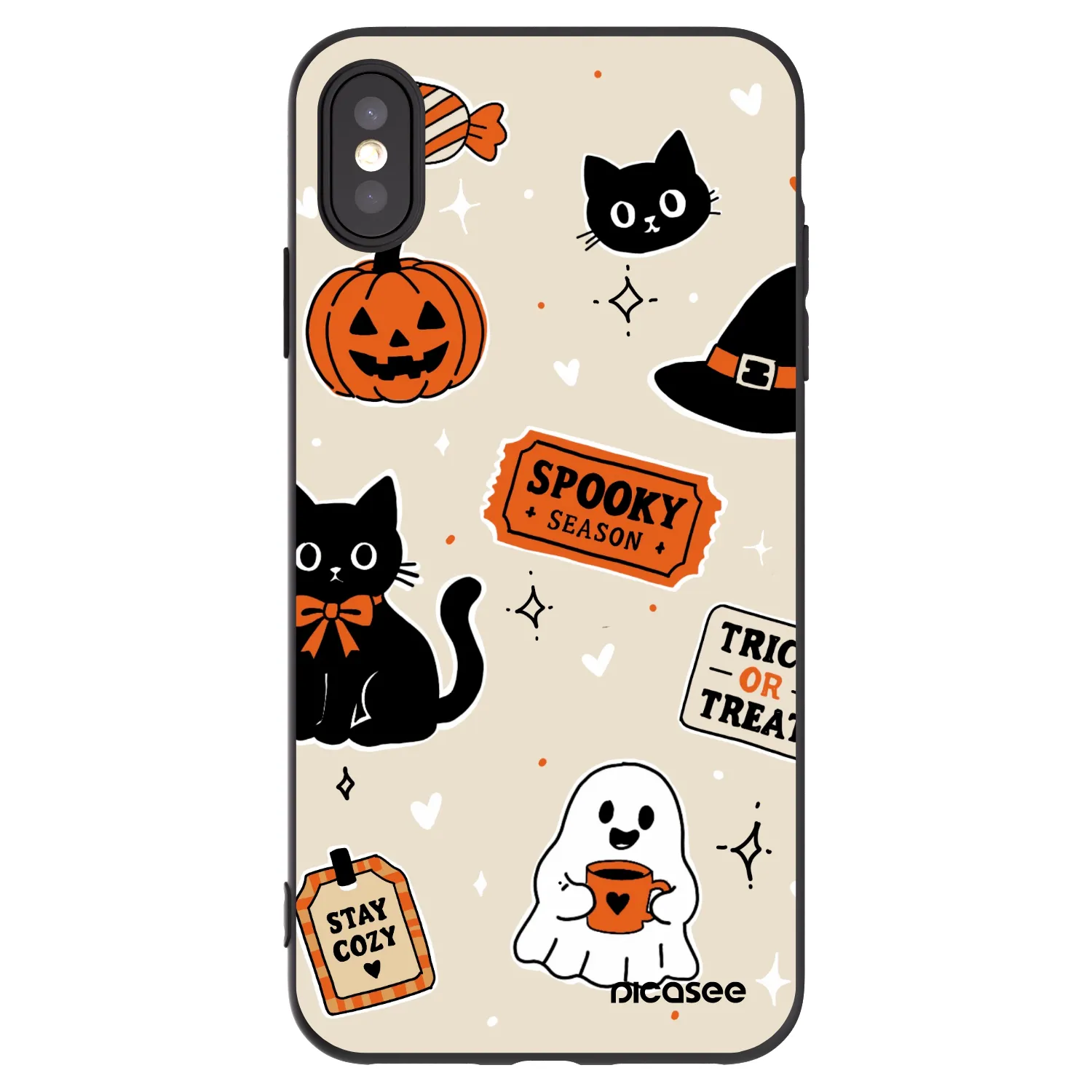 Picasee silikonski črni ovitek za Apple iPhone XS Max - Halloween stickers