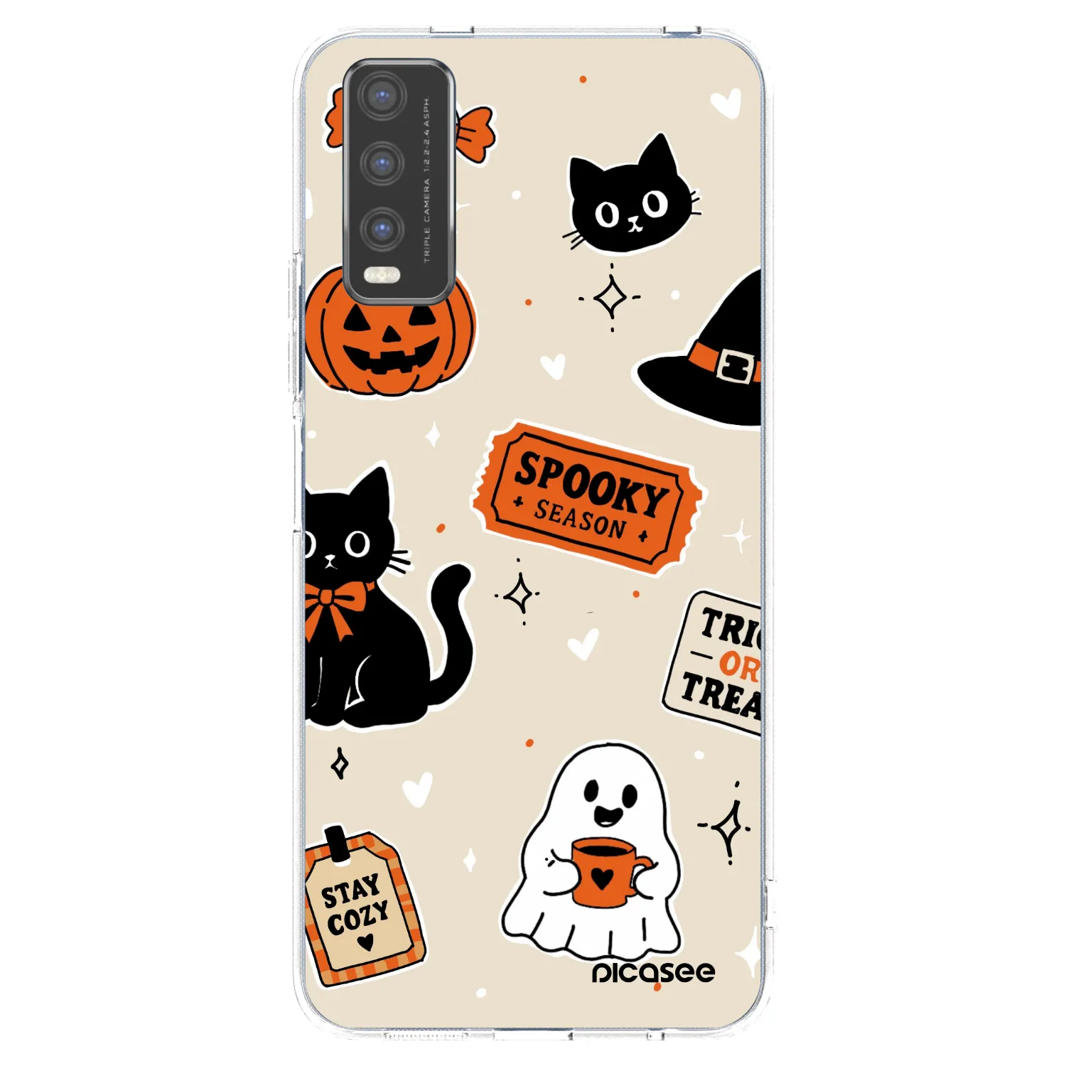 Picasee silikonski prozorni ovitek za Vivo Y20s - Halloween stickers