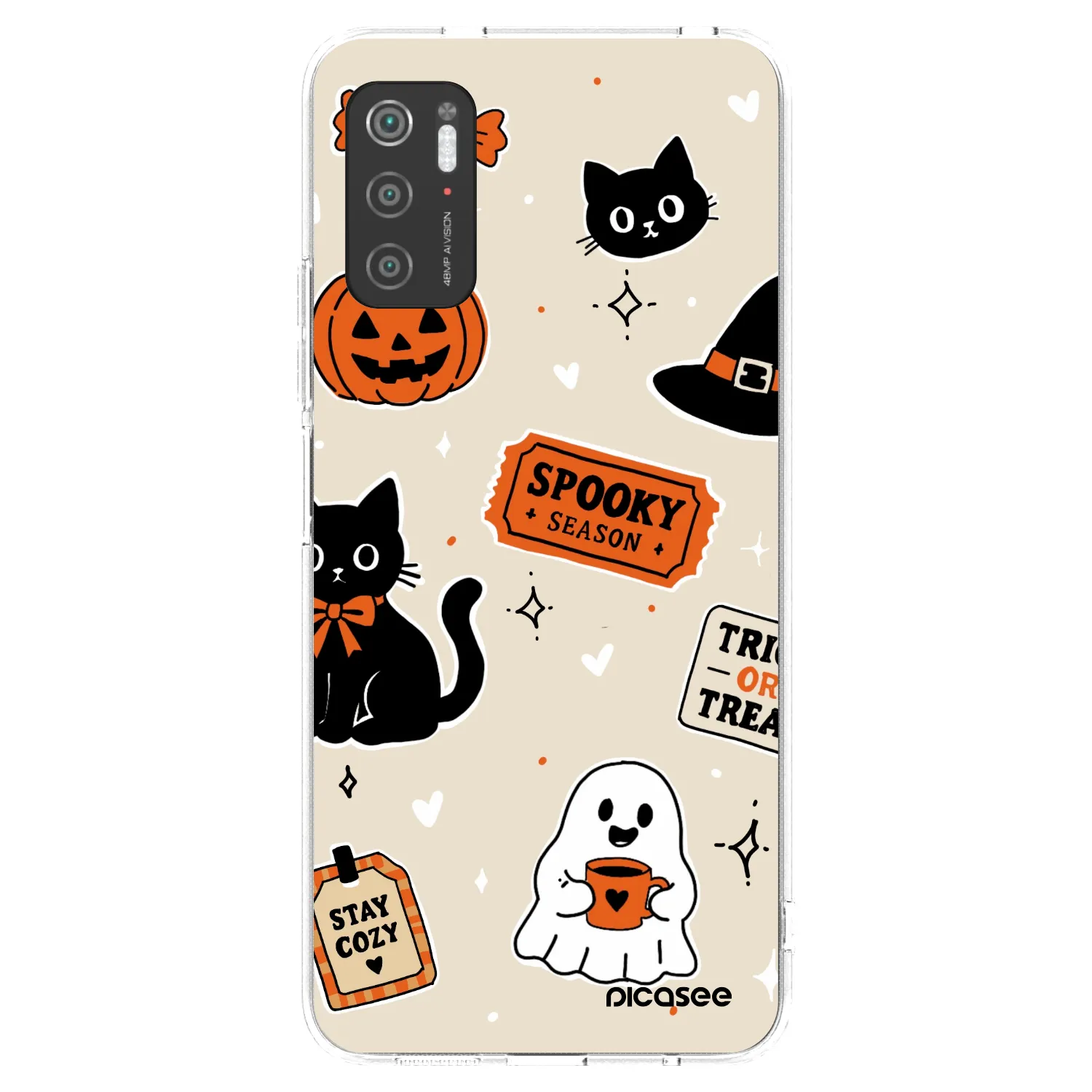 Picasee silikonski prozorni ovitek za Xiaomi Poco M3 Pro 5G - Halloween stickers