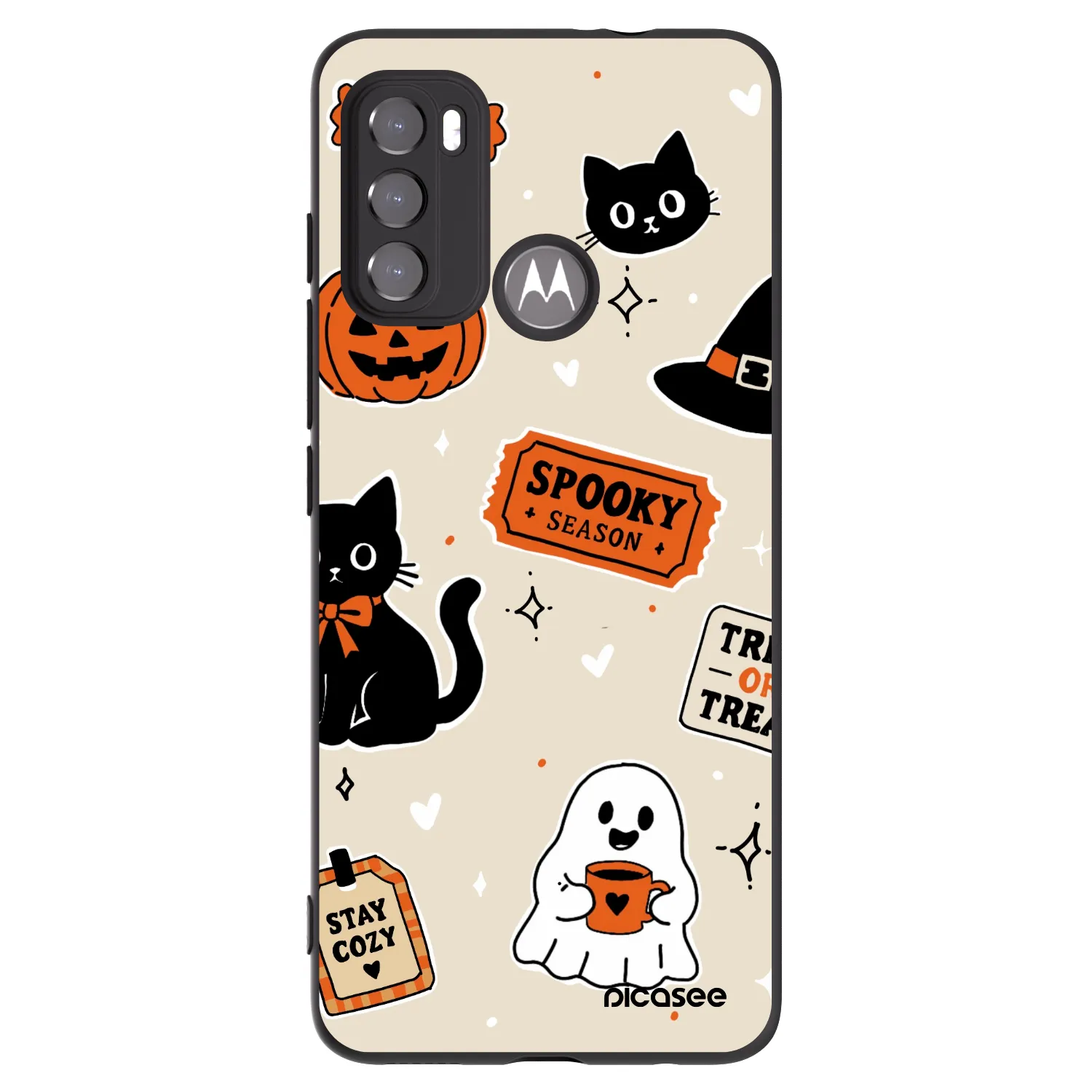 Picasee silikonski črni ovitek za Motorola Moto G60 - Halloween stickers