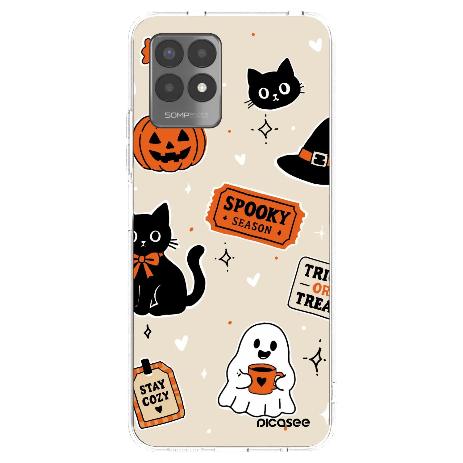 Picasee silikonski prozorni ovitek za Realme 8i - Halloween stickers