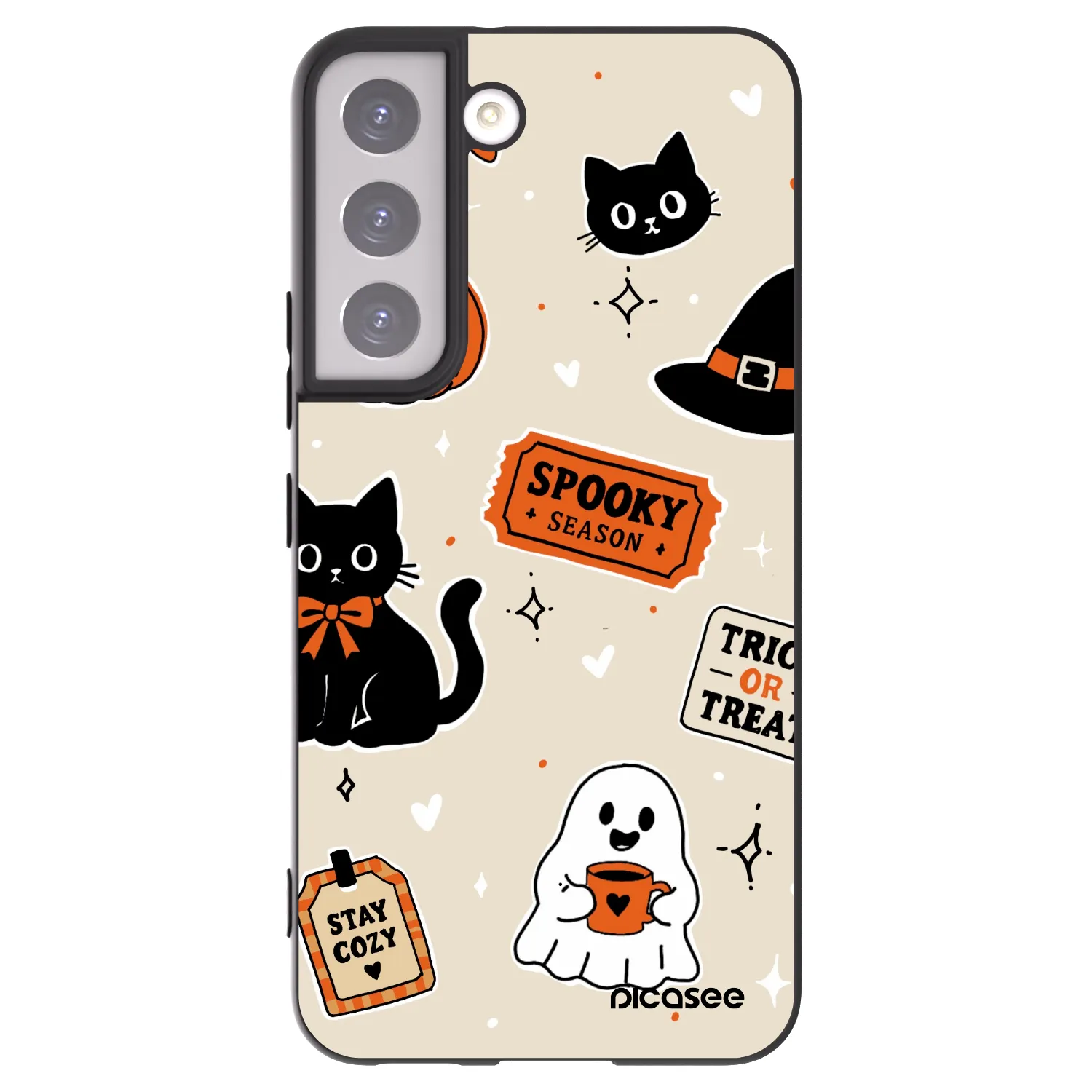 Picasee silikonski črni ovitek za Samsung Galaxy S22 5G - Halloween stickers