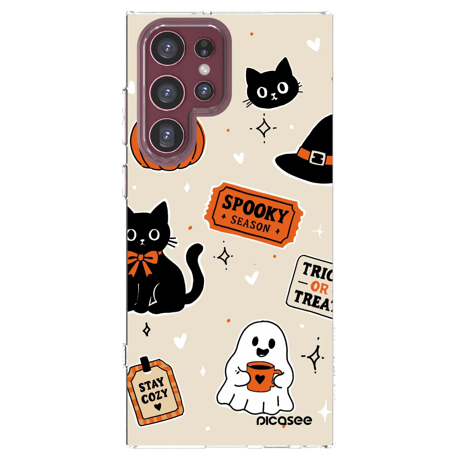 Picasee silikonski prozorni ovitek za Samsung Galaxy S22 Ultra 5G - Halloween stickers