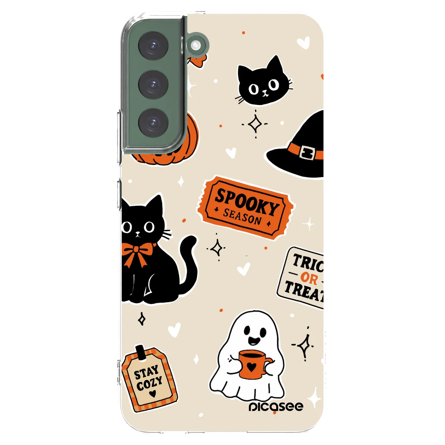 Picasee silikonski prozorni ovitek za Samsung Galaxy S22+ 5G - Halloween stickers