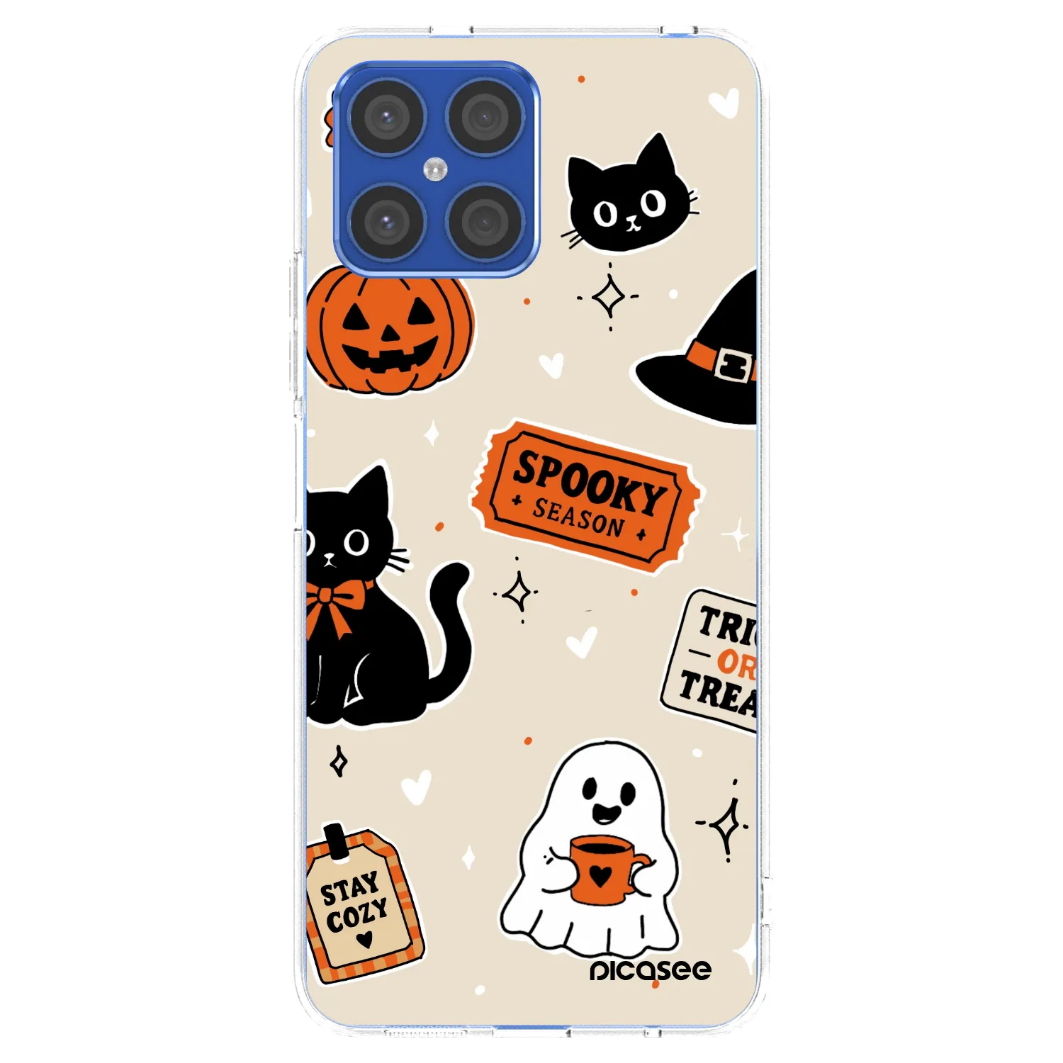 Picasee silikonski prozorni ovitek za Honor X8 4G - Halloween stickers
