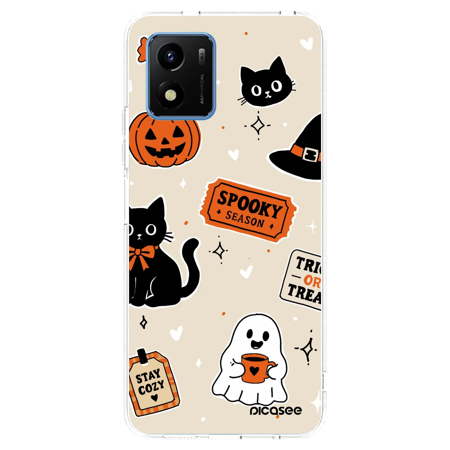 Picasee silikonski prozorni ovitek za Vivo Y01 - Halloween stickers