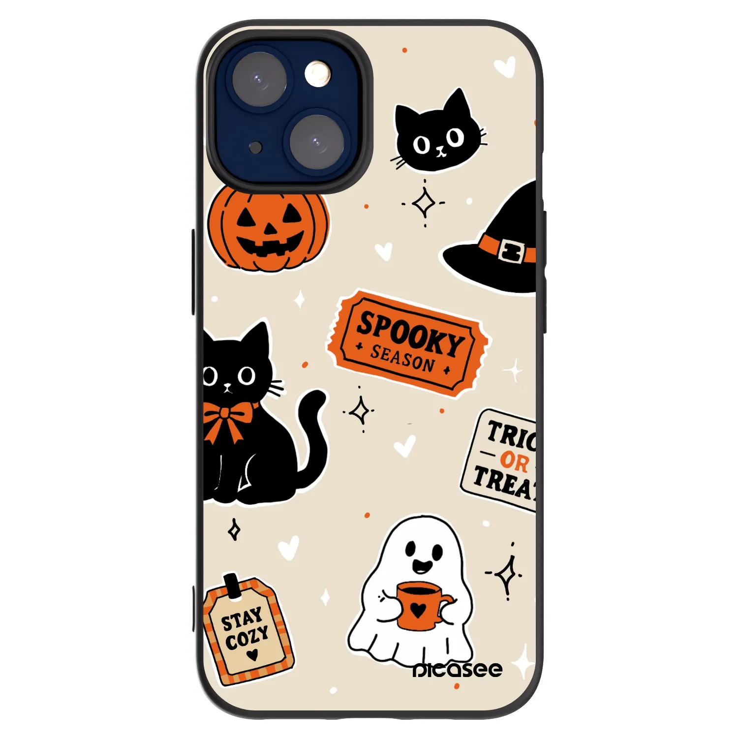 Picasee silikonski črni ovitek za Apple iPhone 14 - Halloween stickers
