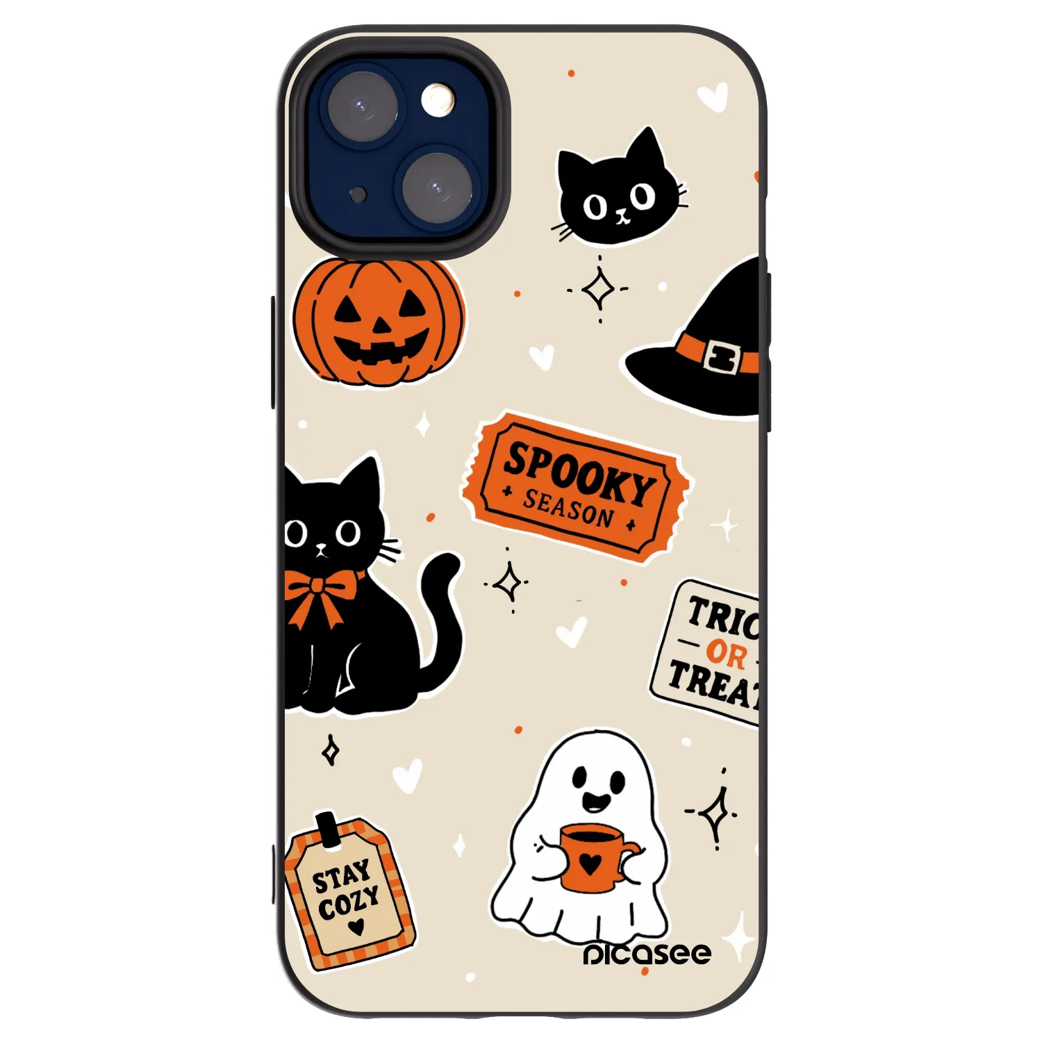 Picasee silikonski črni ovitek za Apple iPhone 14 Plus - Halloween stickers