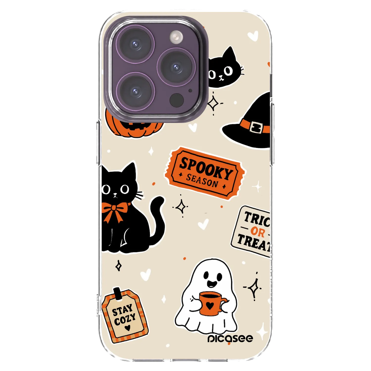 Picasee silikonski prozorni ovitek za Apple iPhone 14 Pro - Halloween stickers