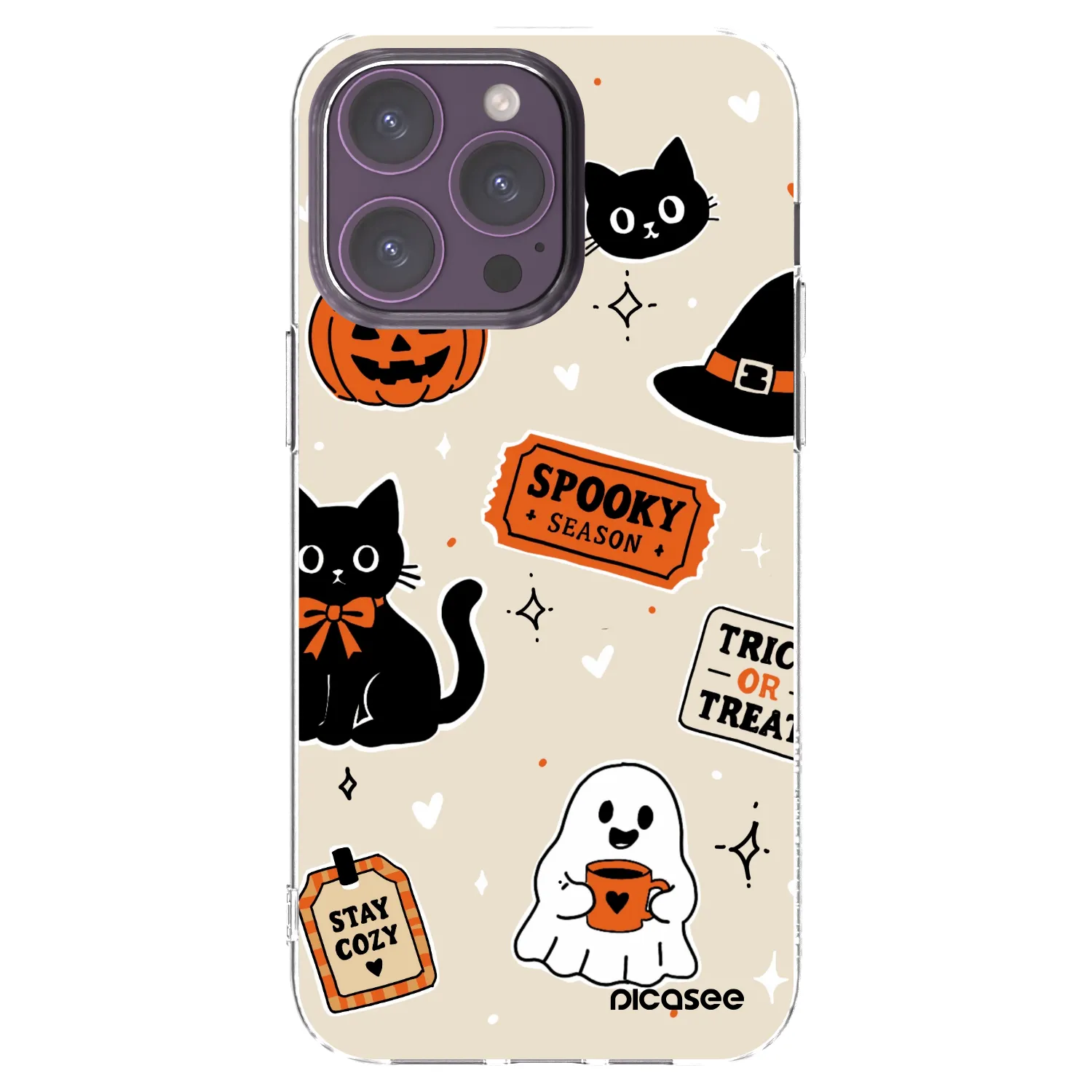 Picasee silikonski prozorni ovitek za Apple iPhone 14 Pro Max - Halloween stickers