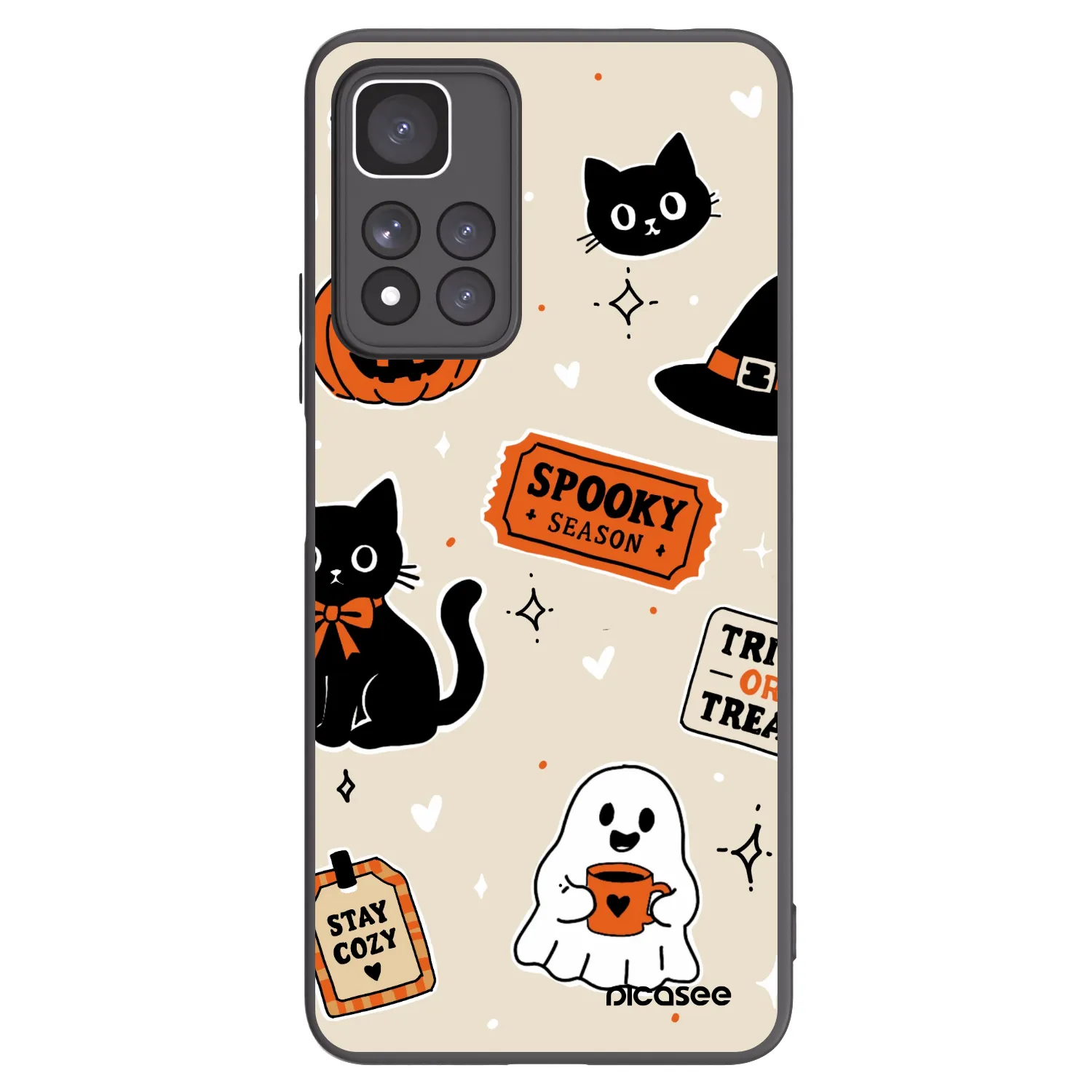 Picasee silikonski črni ovitek za Xiaomi Redmi Note 11 Pro+ 5G - Halloween stickers